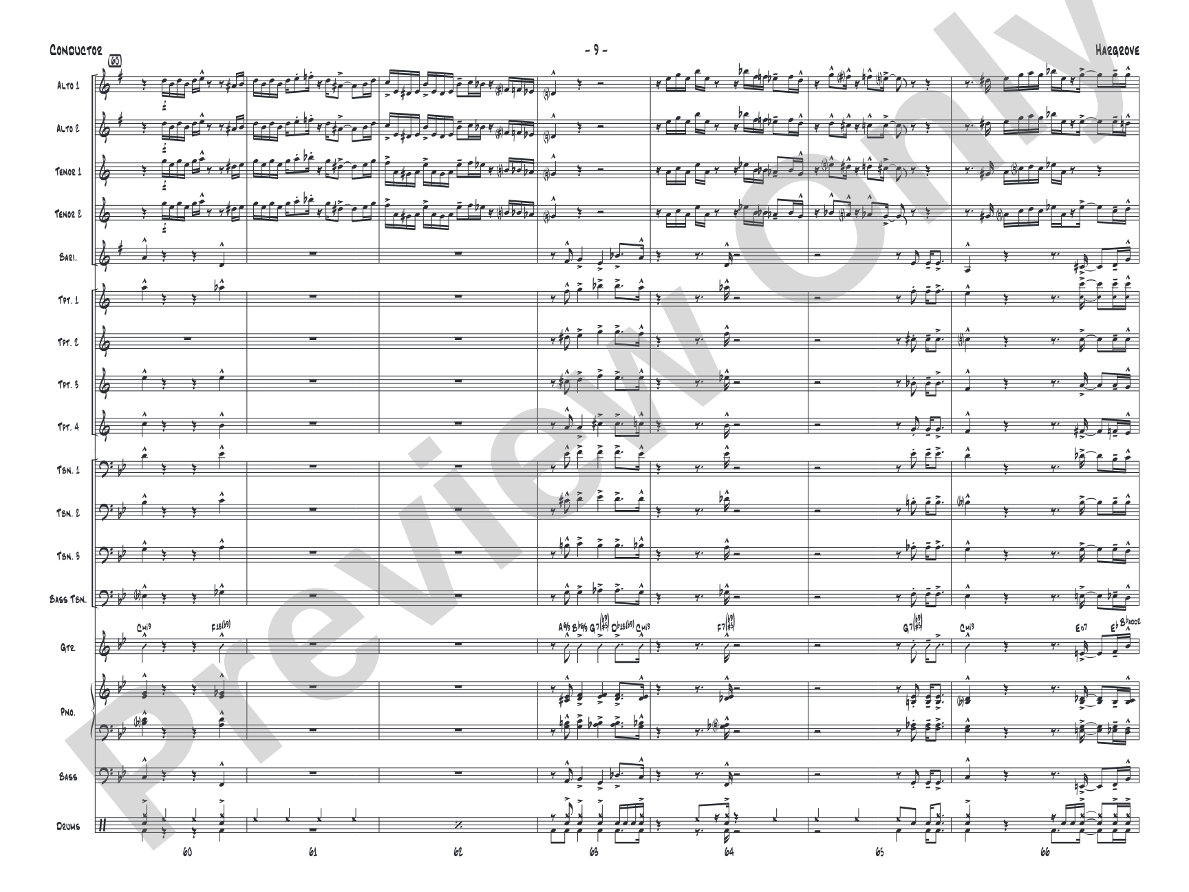 Hargrove: Jazz Ensemble Conductor Score & Parts