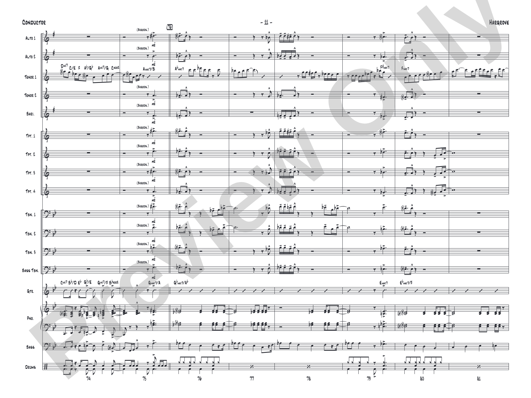 Hargrove: Jazz Ensemble Conductor Score & Parts