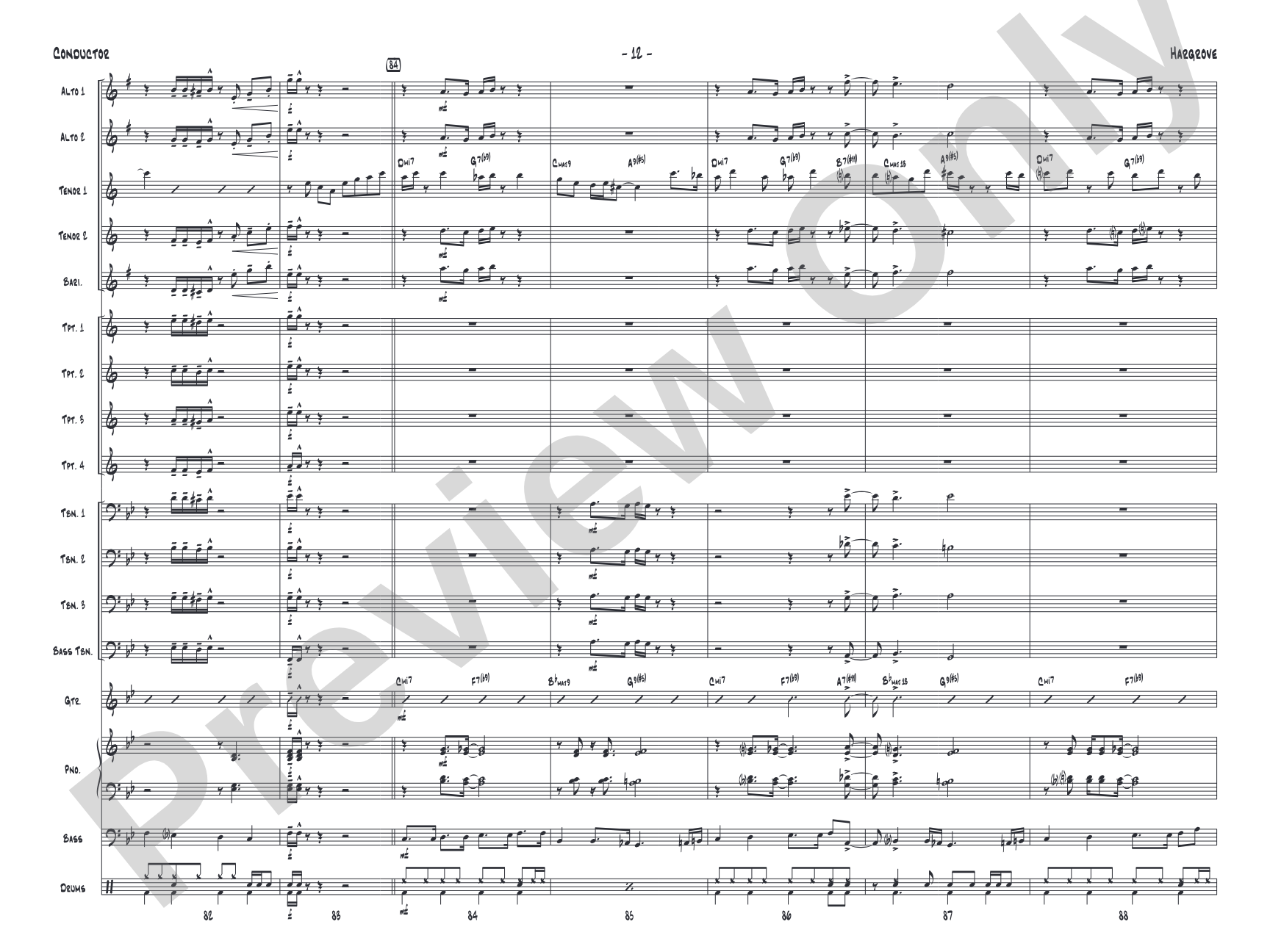 Hargrove: Jazz Ensemble Conductor Score & Parts