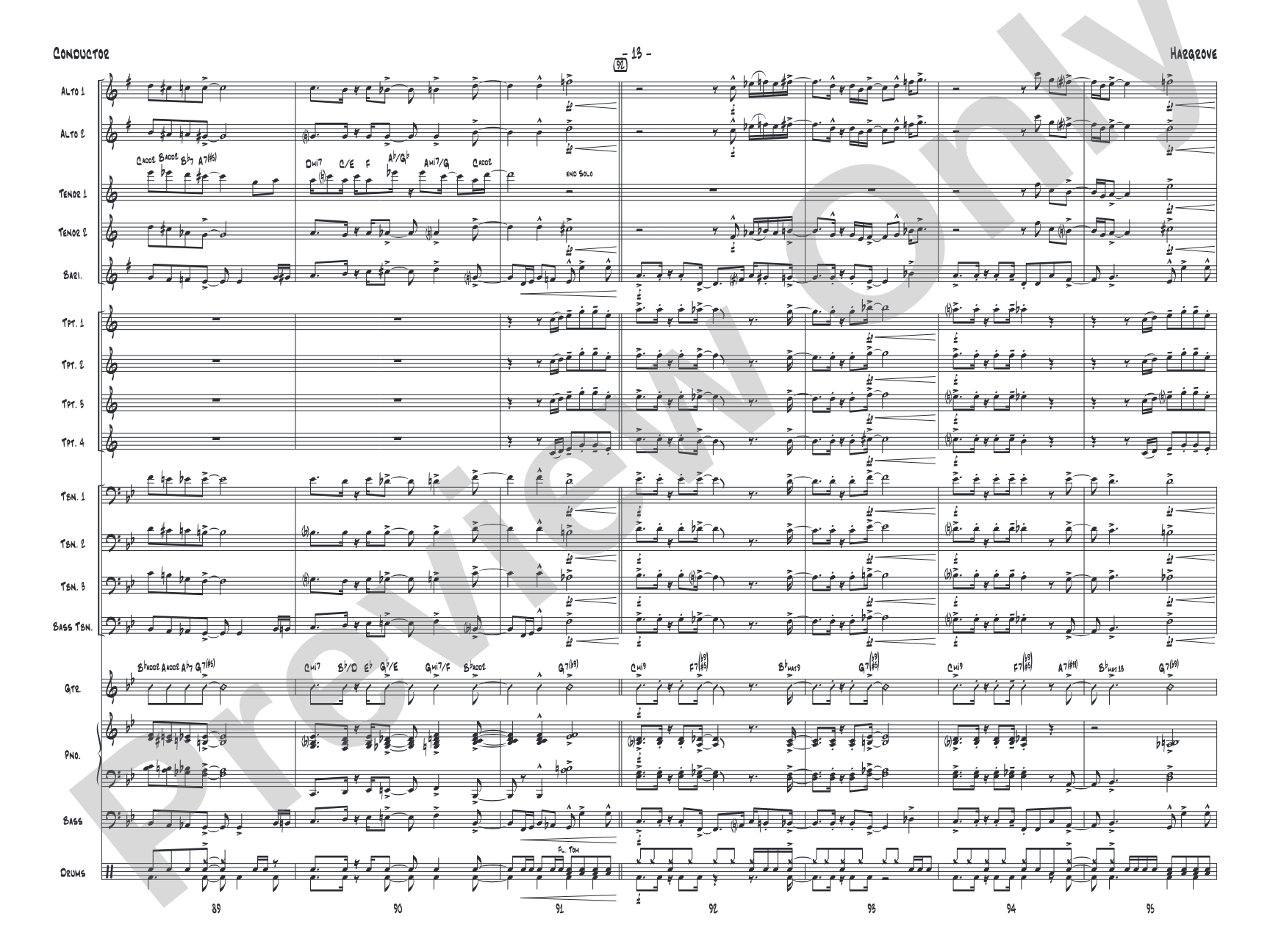 Hargrove: Jazz Ensemble Conductor Score & Parts