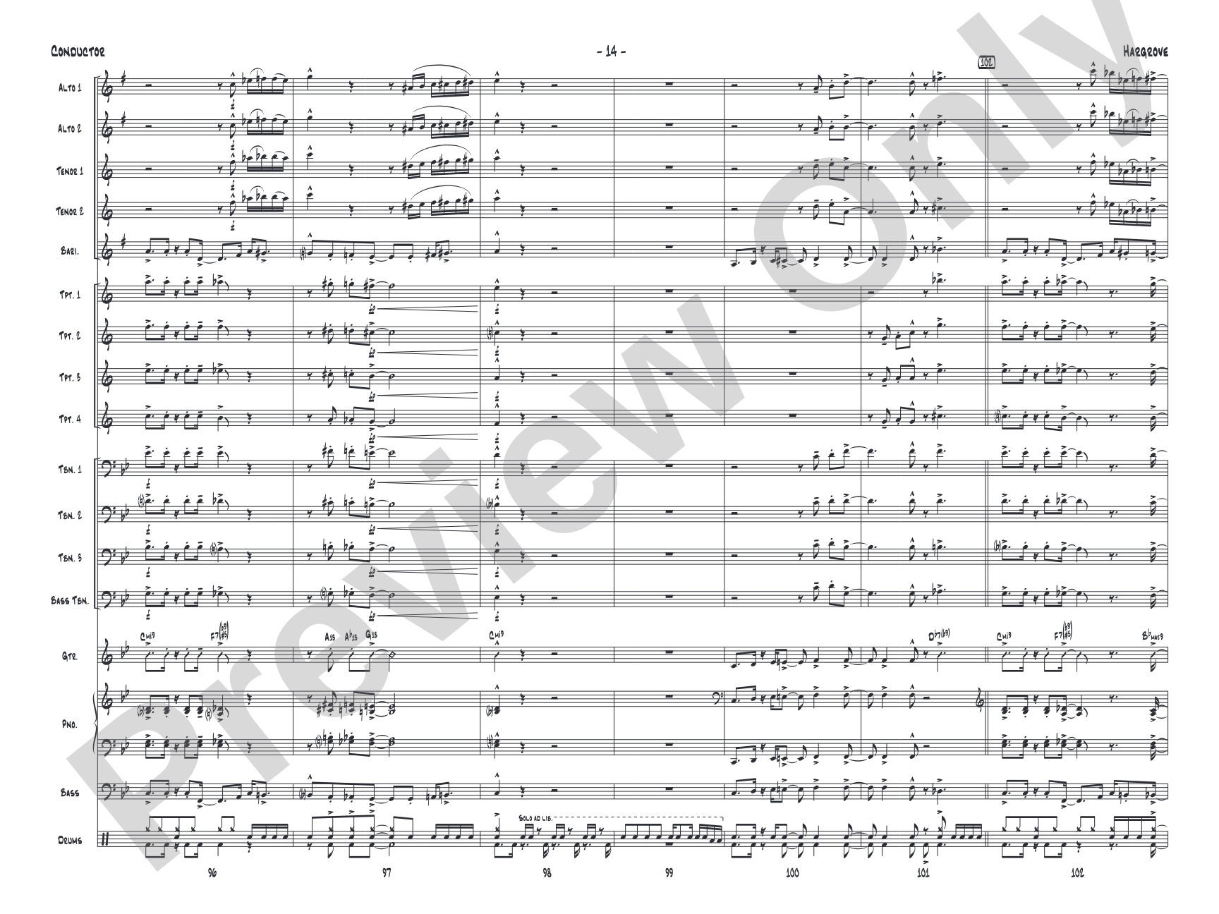 Hargrove: Jazz Ensemble Conductor Score & Parts