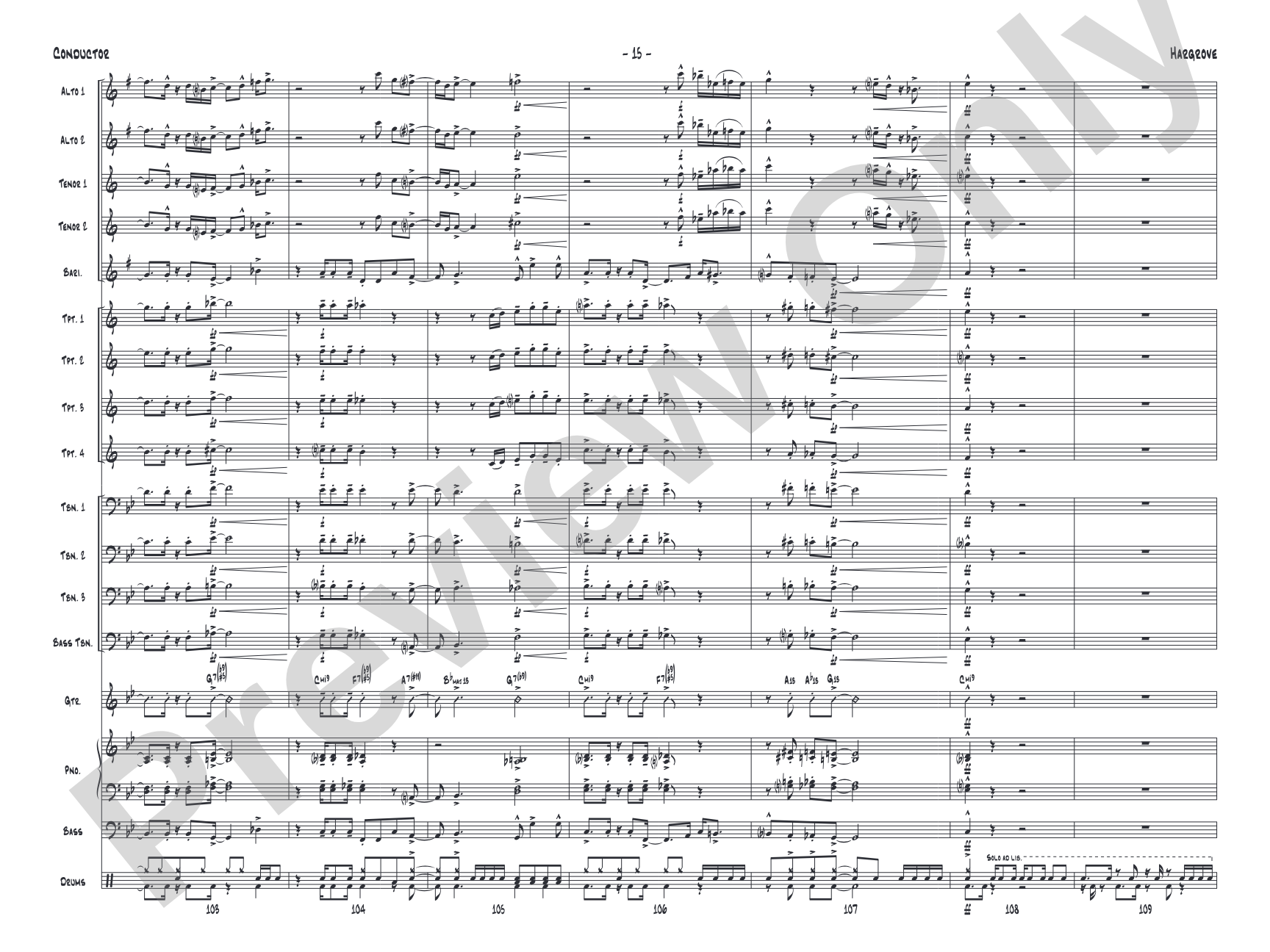 Hargrove: Jazz Ensemble Conductor Score & Parts