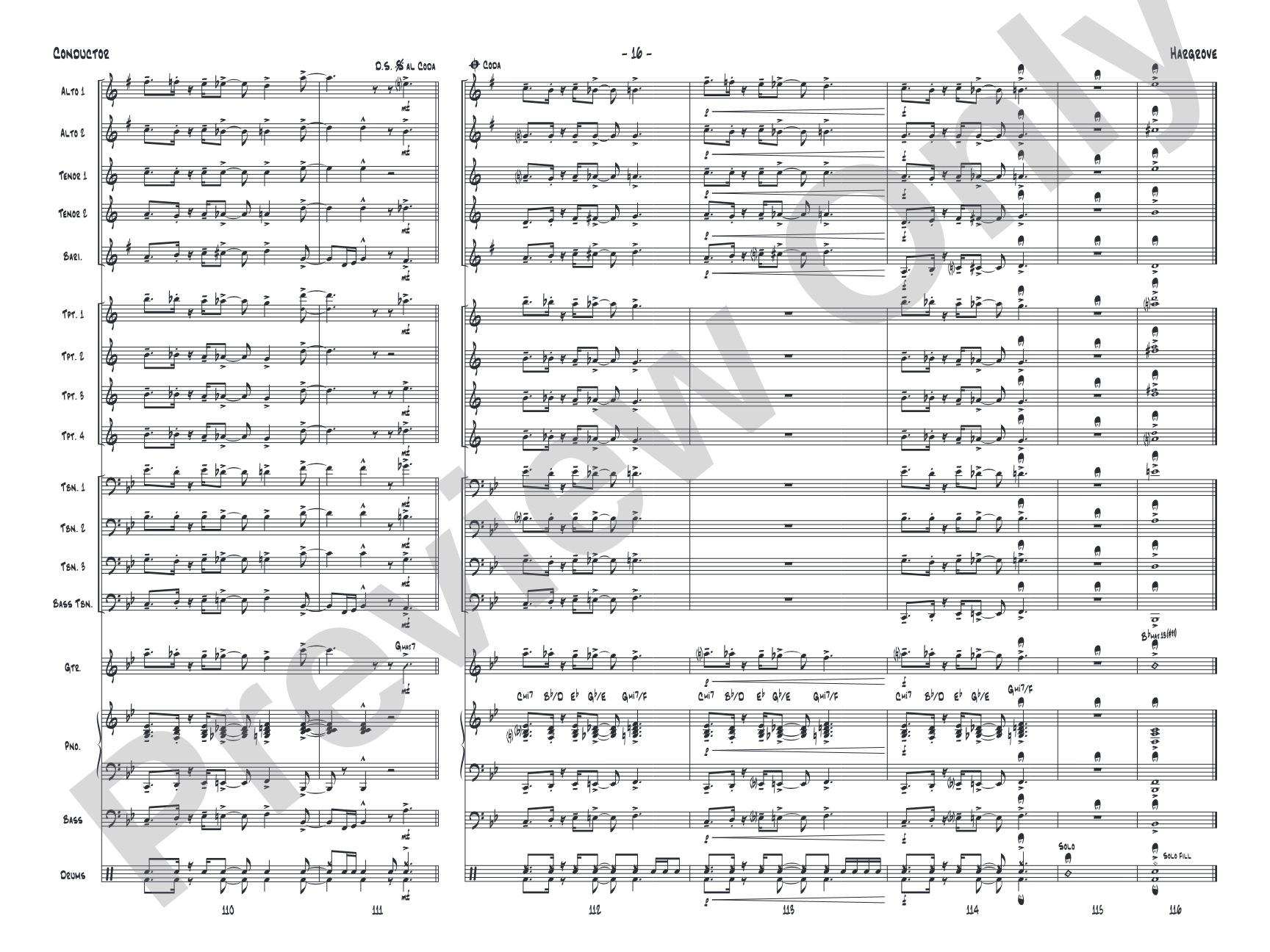 Hargrove: Jazz Ensemble Conductor Score & Parts