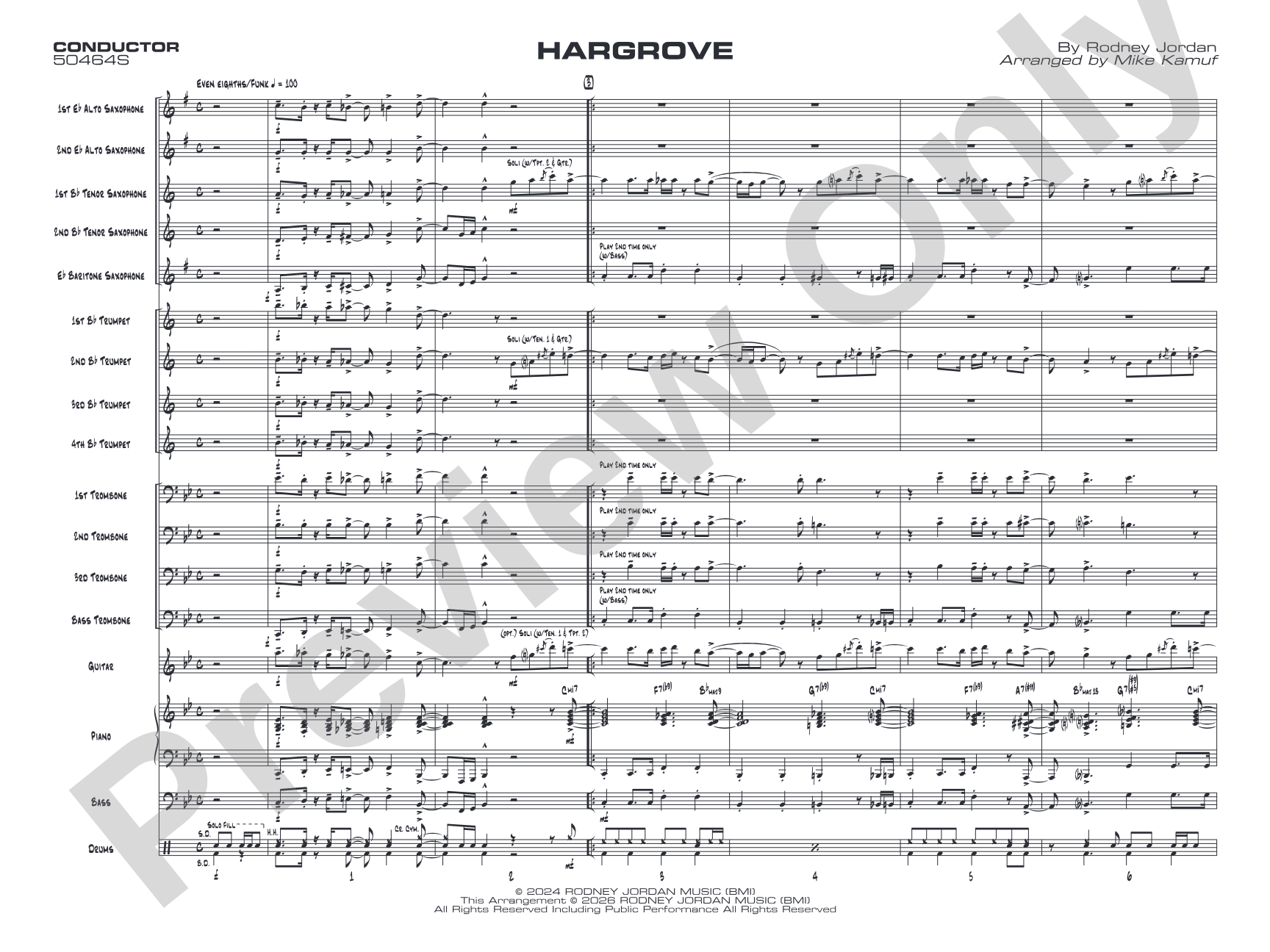 Hargrove: Jazz Ensemble Conductor Score & Parts