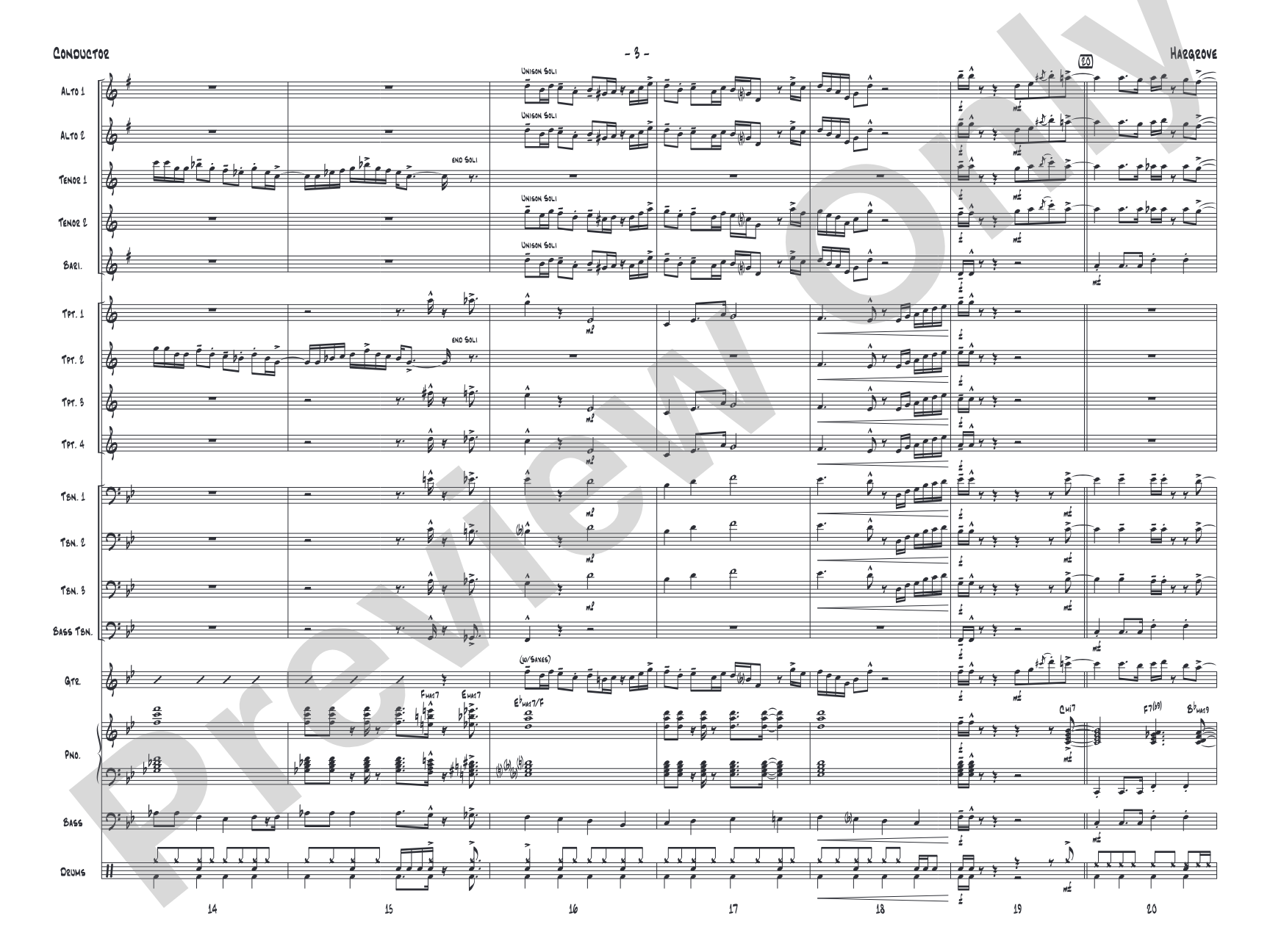 Hargrove: Jazz Ensemble Conductor Score & Parts