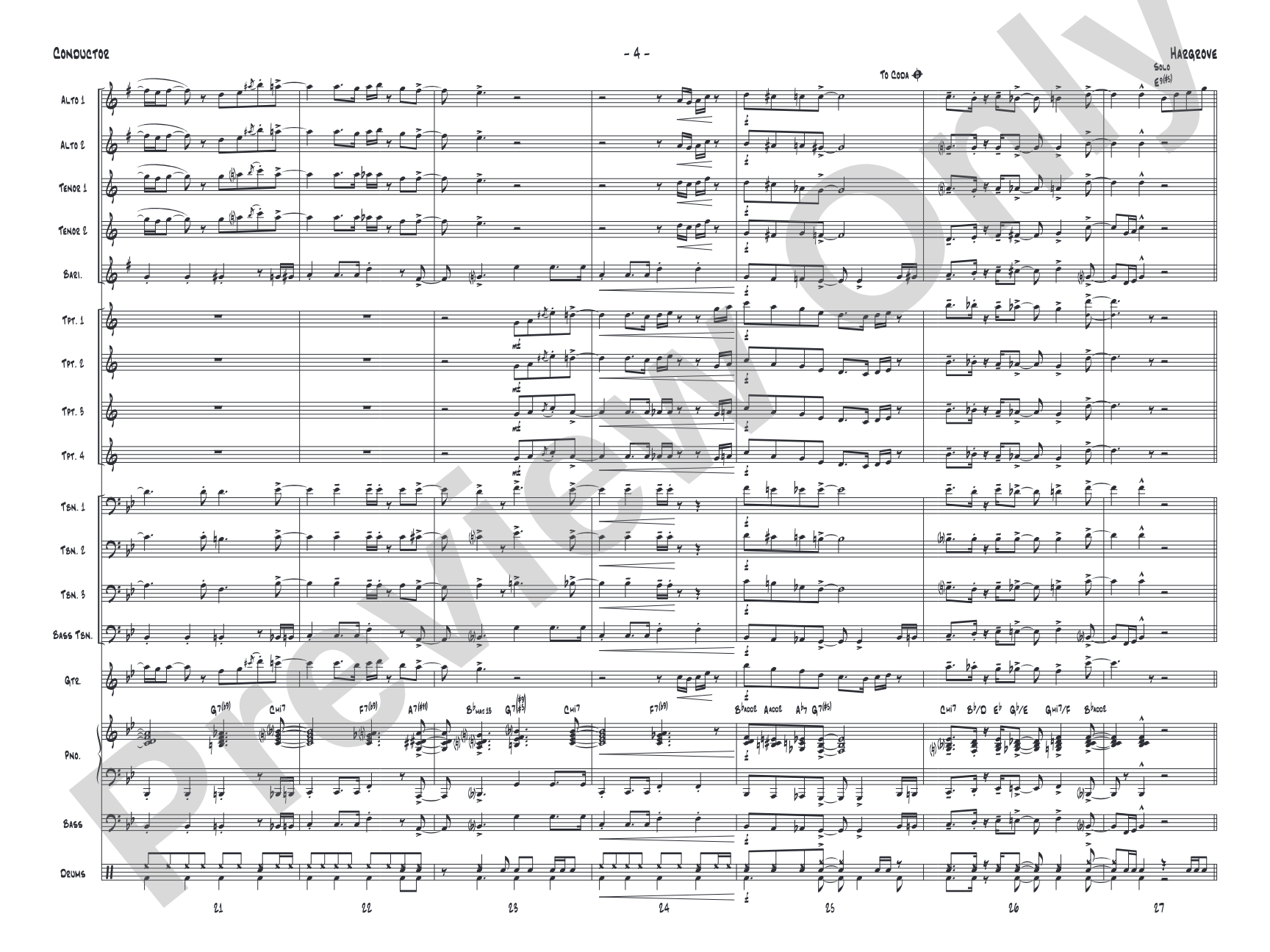 Hargrove: Jazz Ensemble Conductor Score & Parts