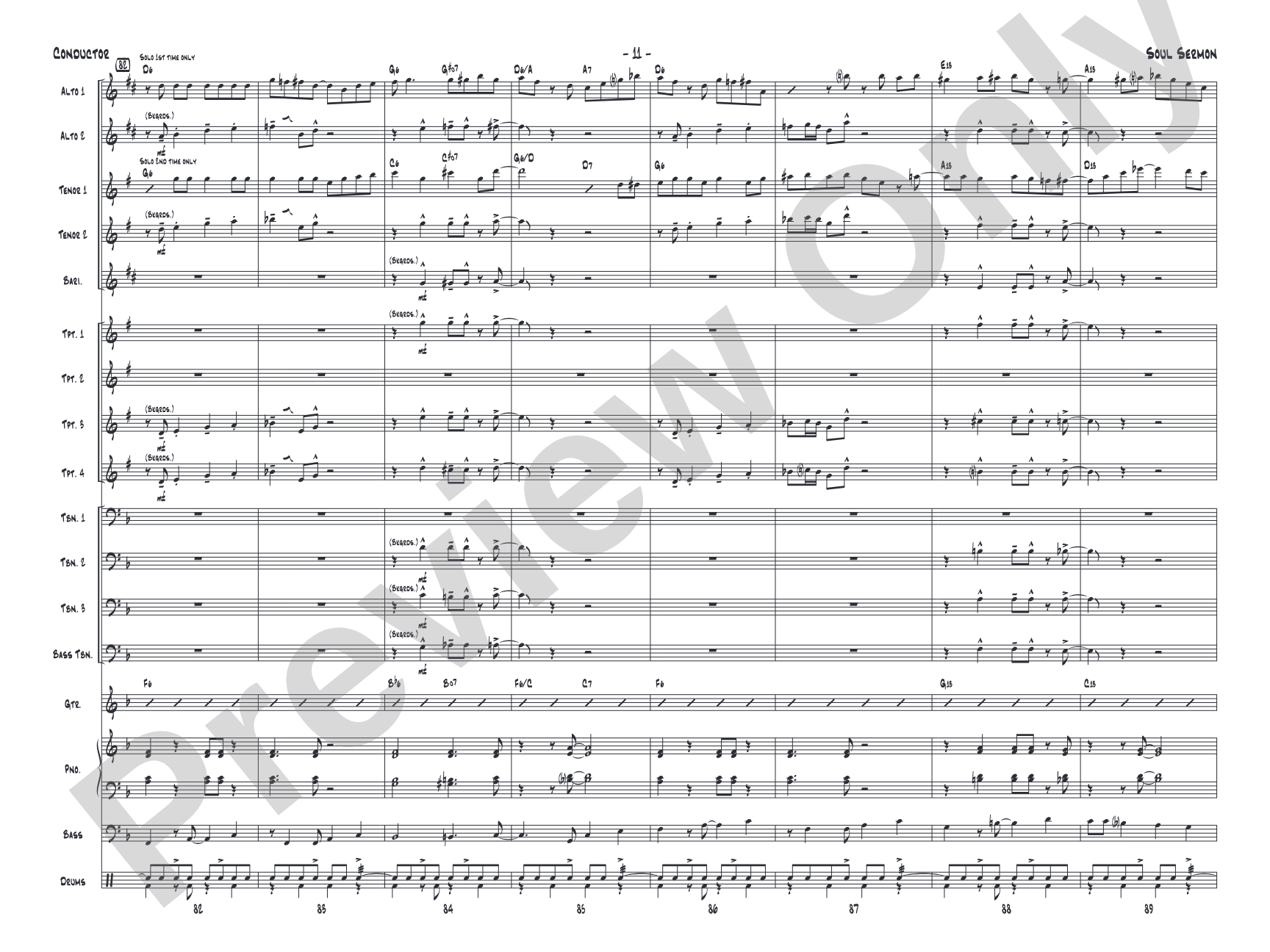 Soul Sermon: Jazz Ensemble Conductor Score & Parts