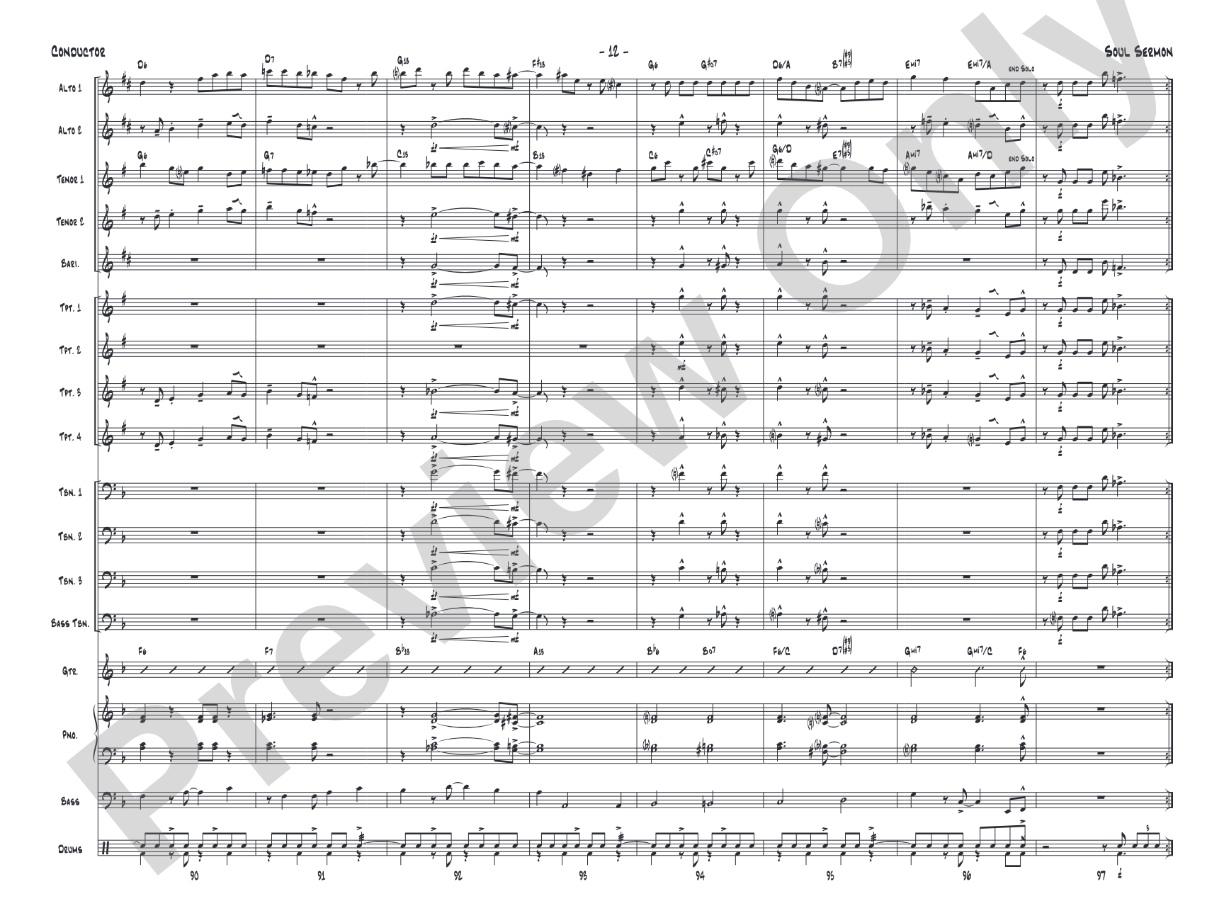 Soul Sermon: Jazz Ensemble Conductor Score & Parts