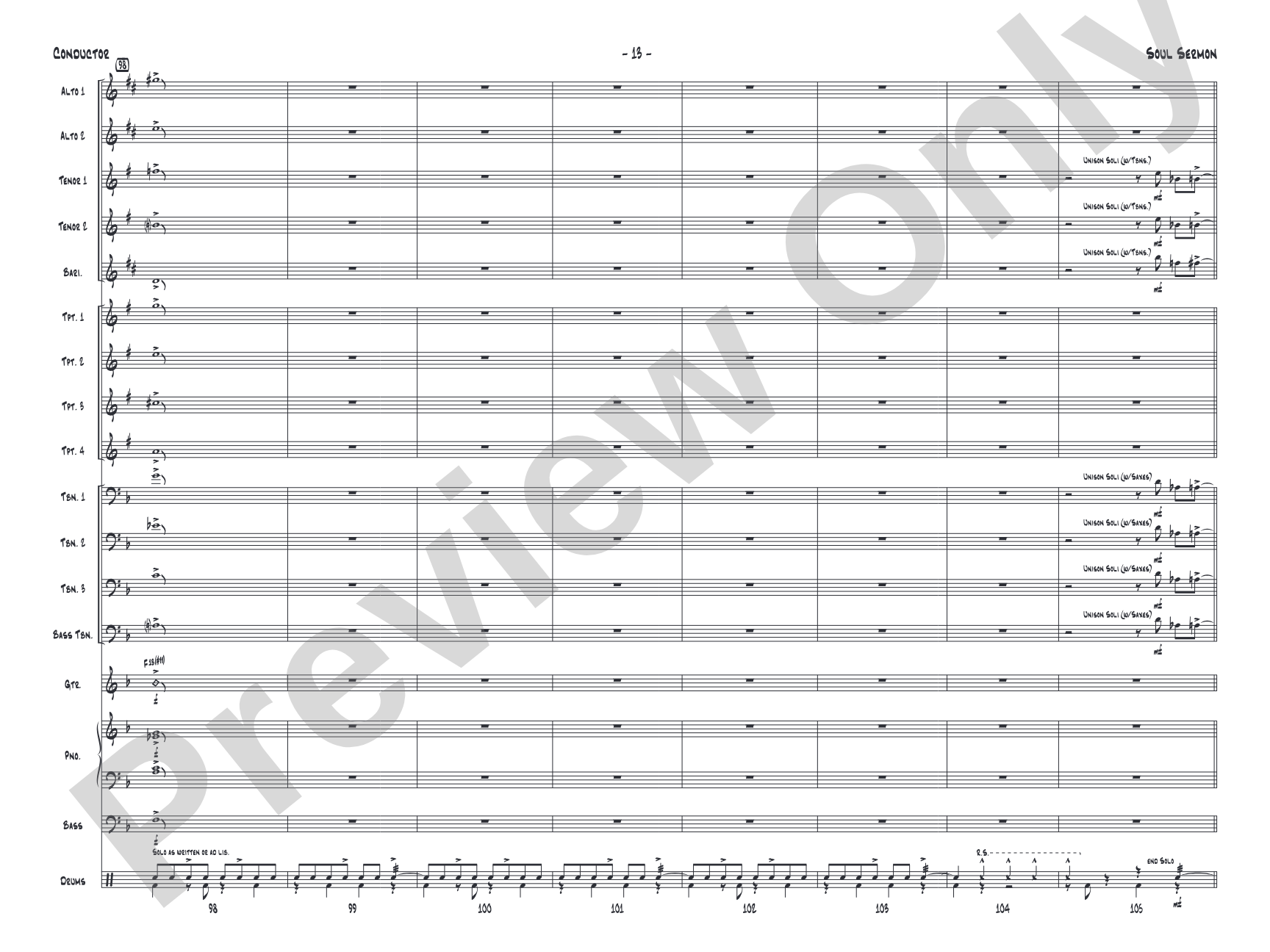 Soul Sermon: Jazz Ensemble Conductor Score & Parts