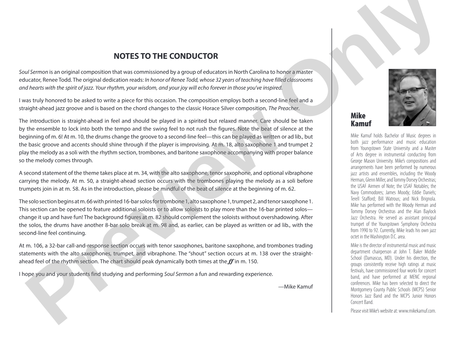 Soul Sermon: Jazz Ensemble Conductor Score & Parts