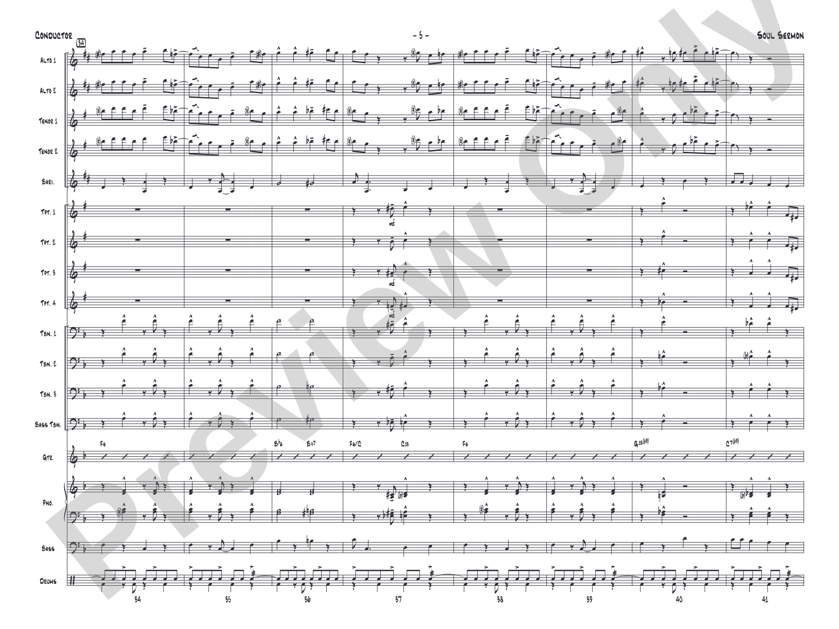 Soul Sermon: Jazz Ensemble Conductor Score & Parts