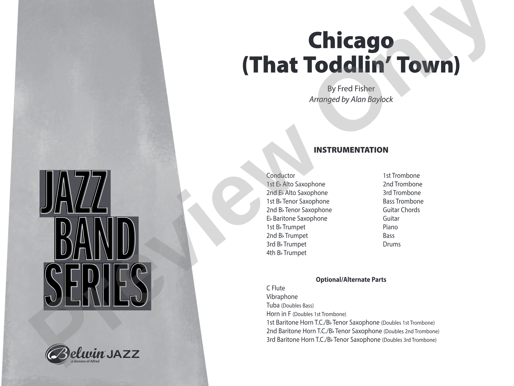 Chicago (That Toddlin' Town): Jazz Ensemble Conductor Score & Parts
