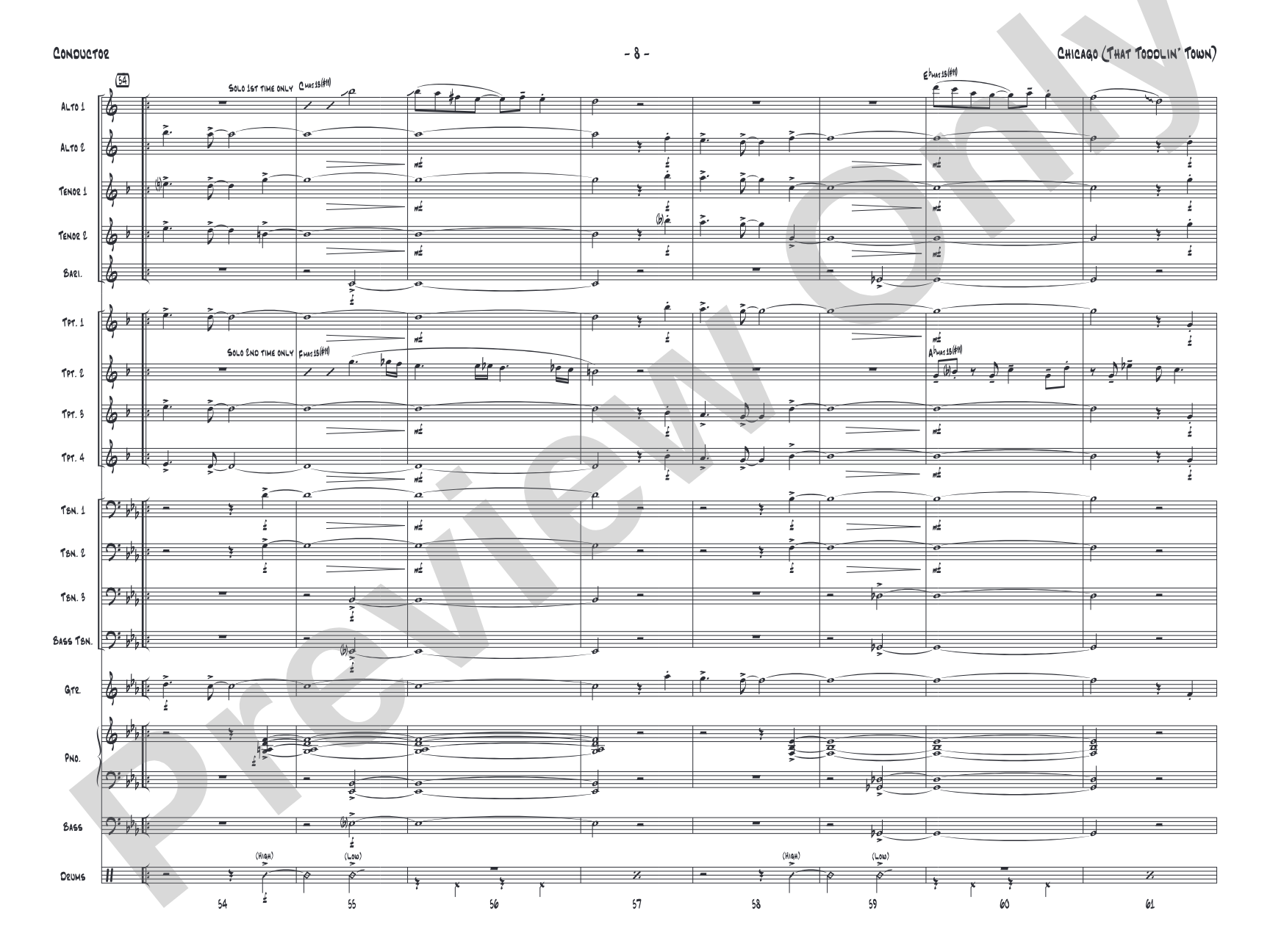 Chicago (That Toddlin' Town): Jazz Ensemble Conductor Score & Parts