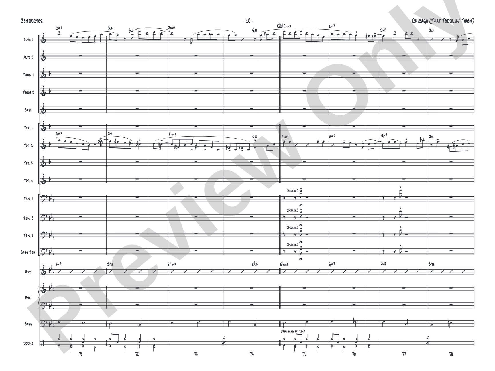 Chicago (That Toddlin' Town): Jazz Ensemble Conductor Score & Parts
