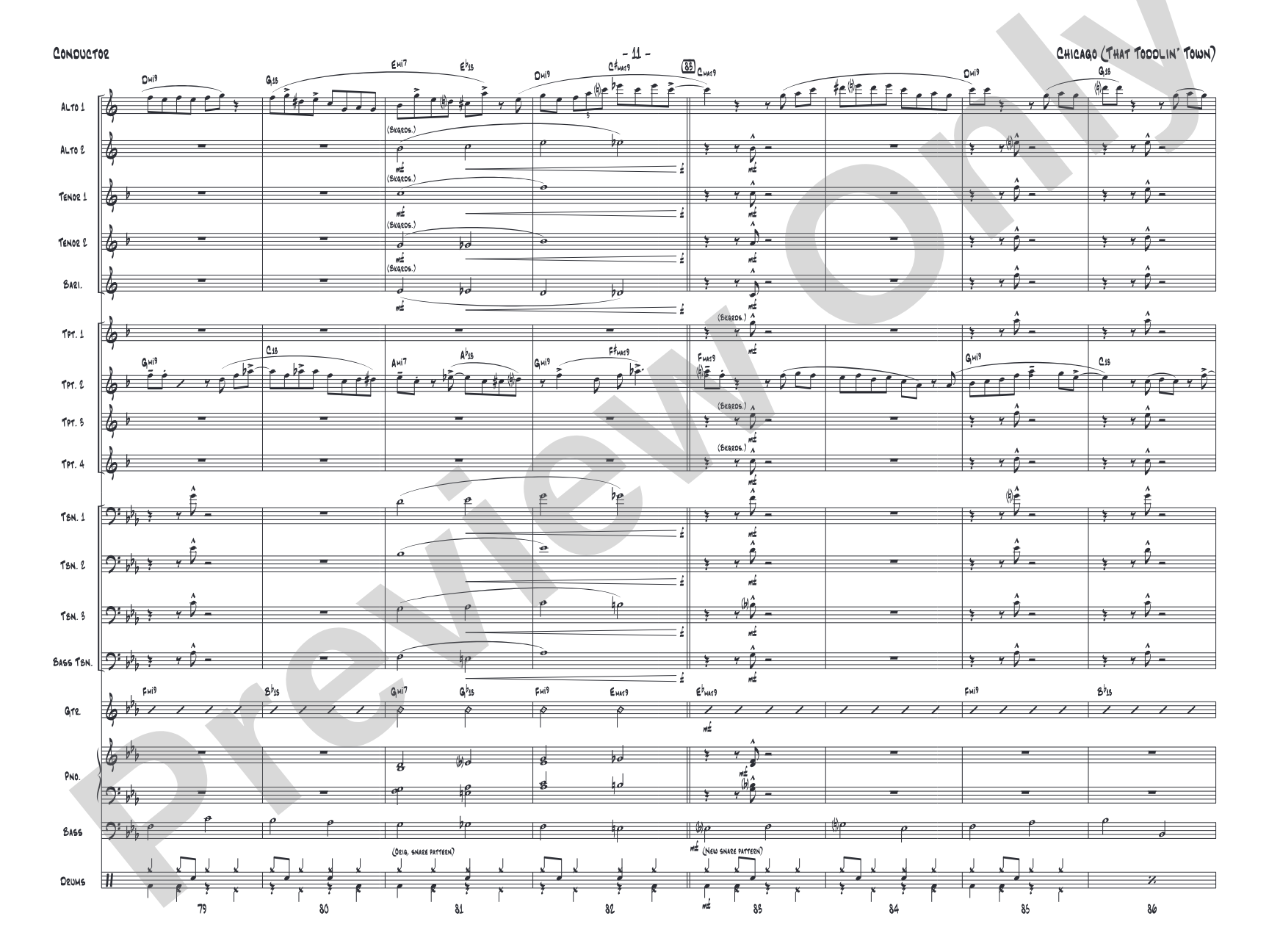 Chicago (That Toddlin' Town): Jazz Ensemble Conductor Score & Parts