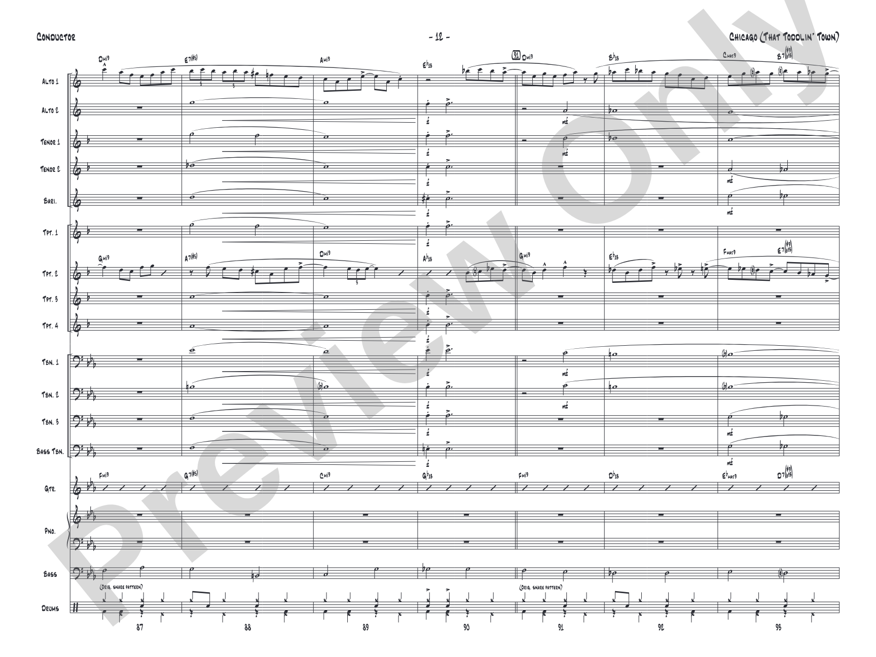 Chicago (That Toddlin' Town): Jazz Ensemble Conductor Score & Parts