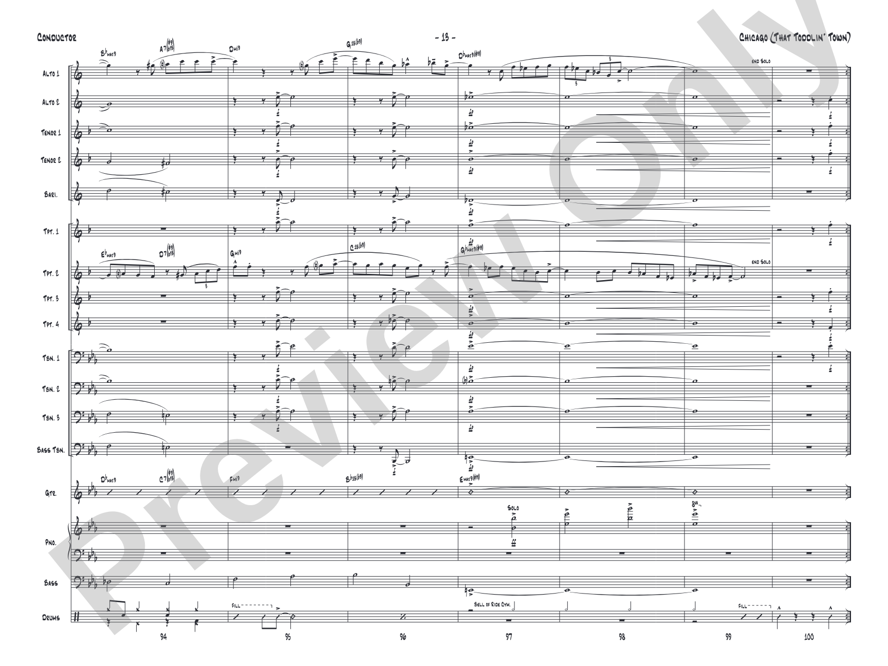 Chicago (That Toddlin' Town): Jazz Ensemble Conductor Score & Parts