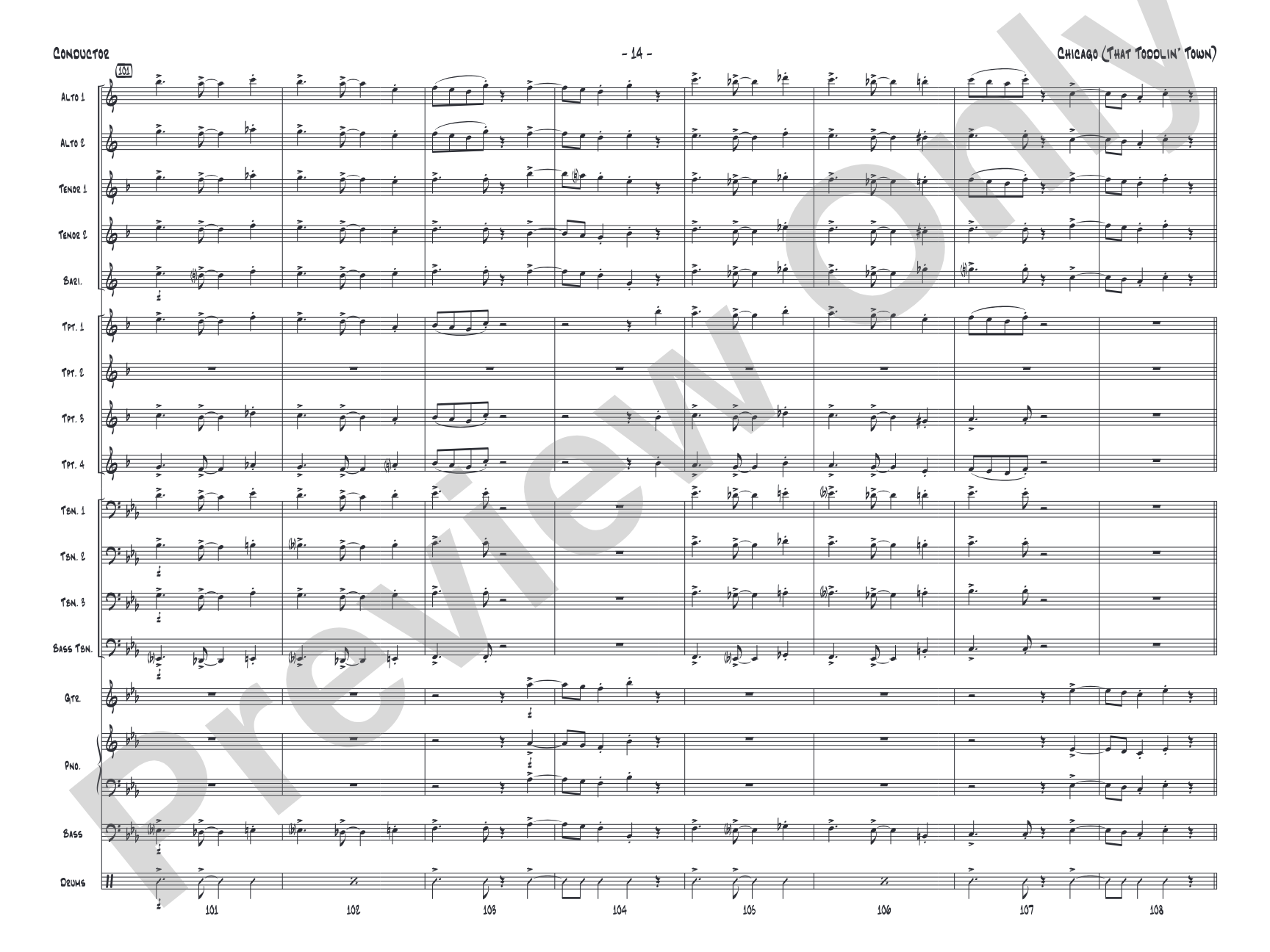 Chicago (That Toddlin' Town): Jazz Ensemble Conductor Score & Parts