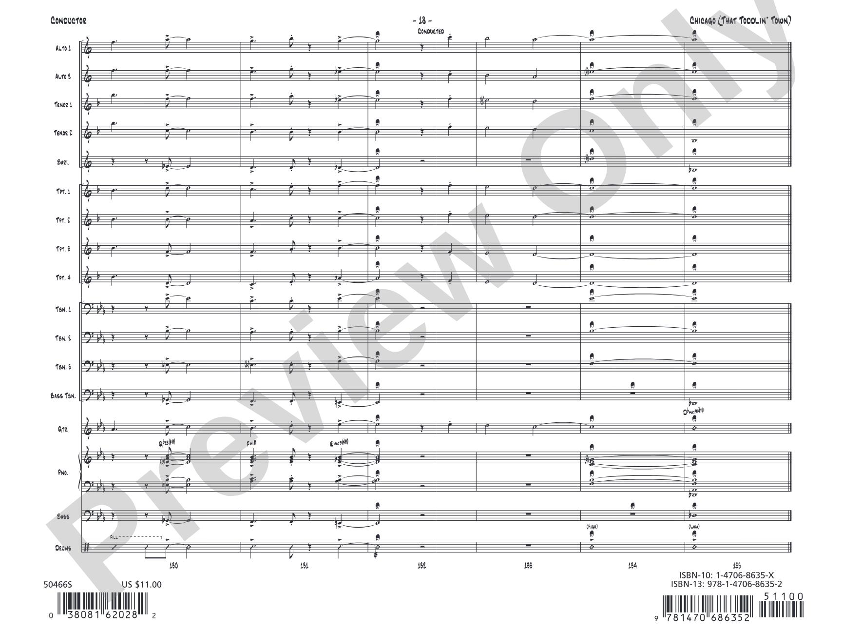 Chicago (That Toddlin' Town): Jazz Ensemble Conductor Score & Parts