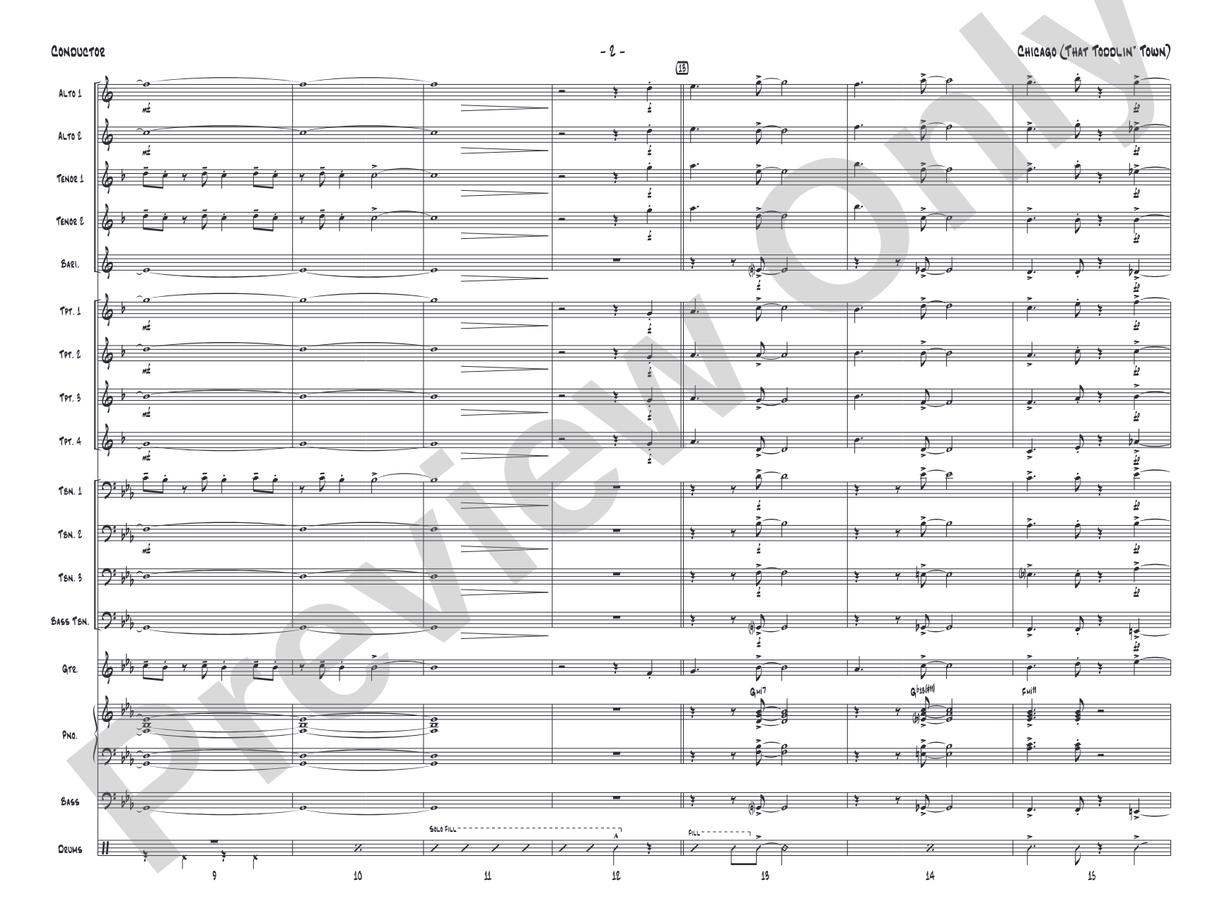 Chicago (That Toddlin' Town): Jazz Ensemble Conductor Score & Parts