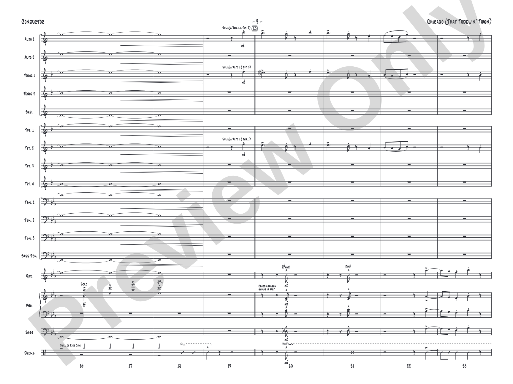 Chicago (That Toddlin' Town): Jazz Ensemble Conductor Score & Parts