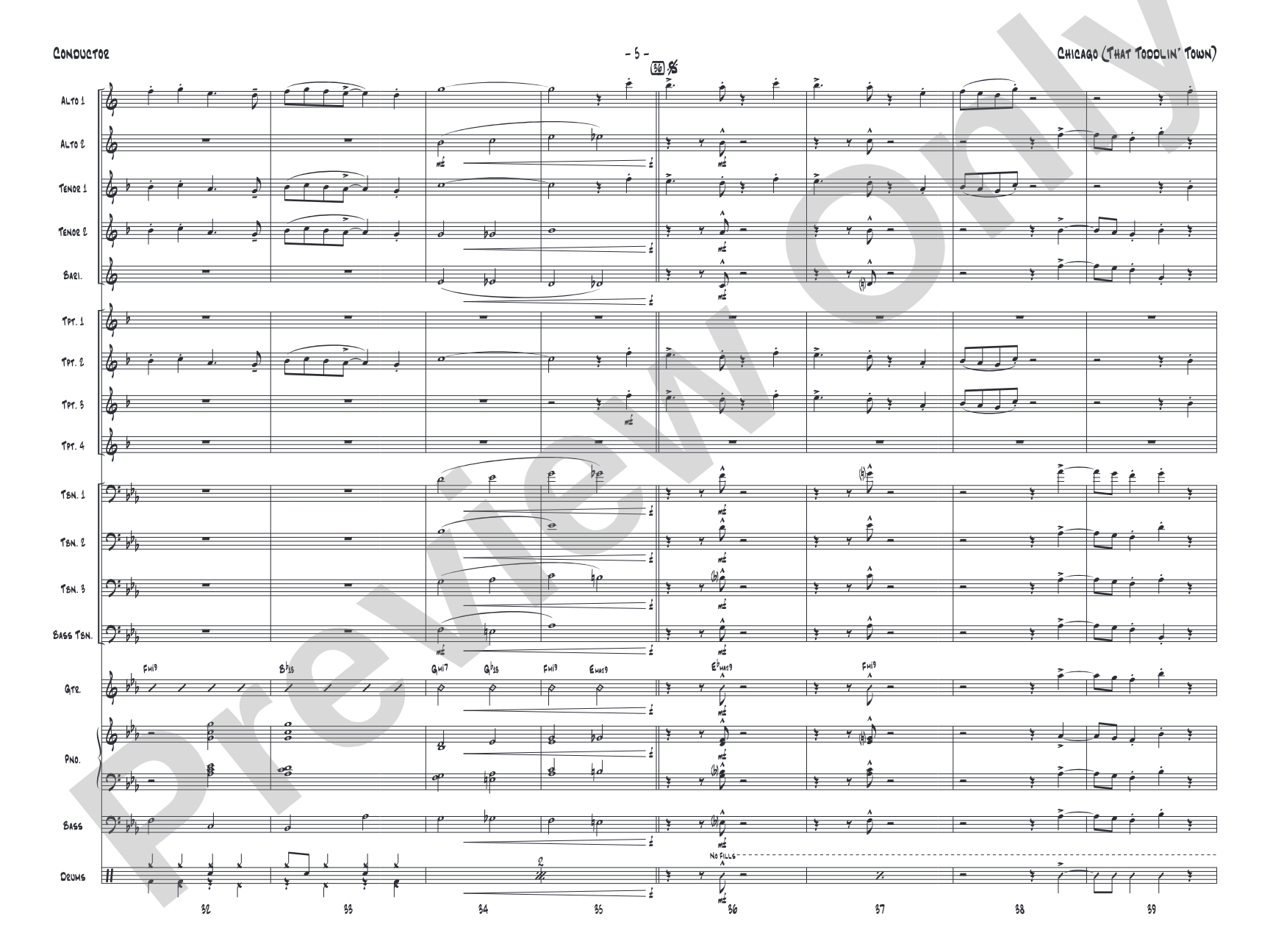 Chicago (That Toddlin' Town): Jazz Ensemble Conductor Score & Parts