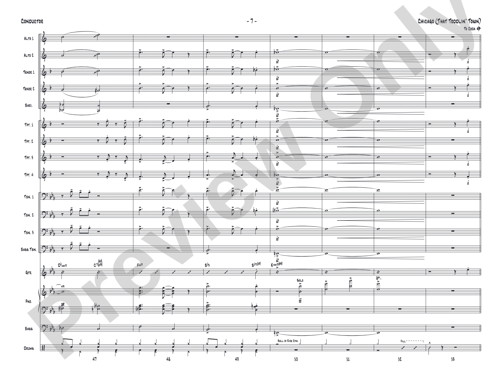 Chicago (That Toddlin' Town): Jazz Ensemble Conductor Score & Parts