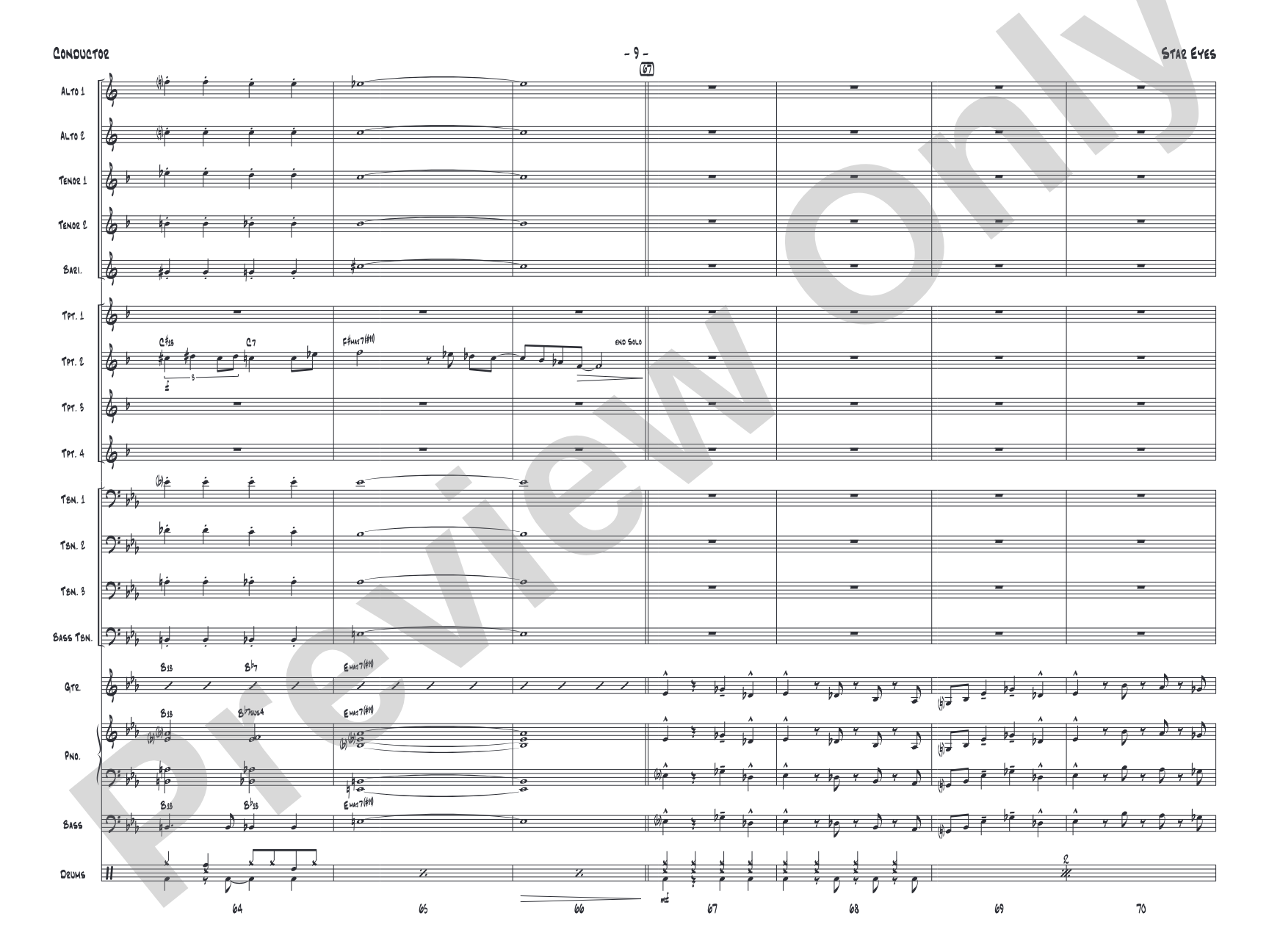 Star Eyes: Jazz Ensemble Conductor Score & Parts