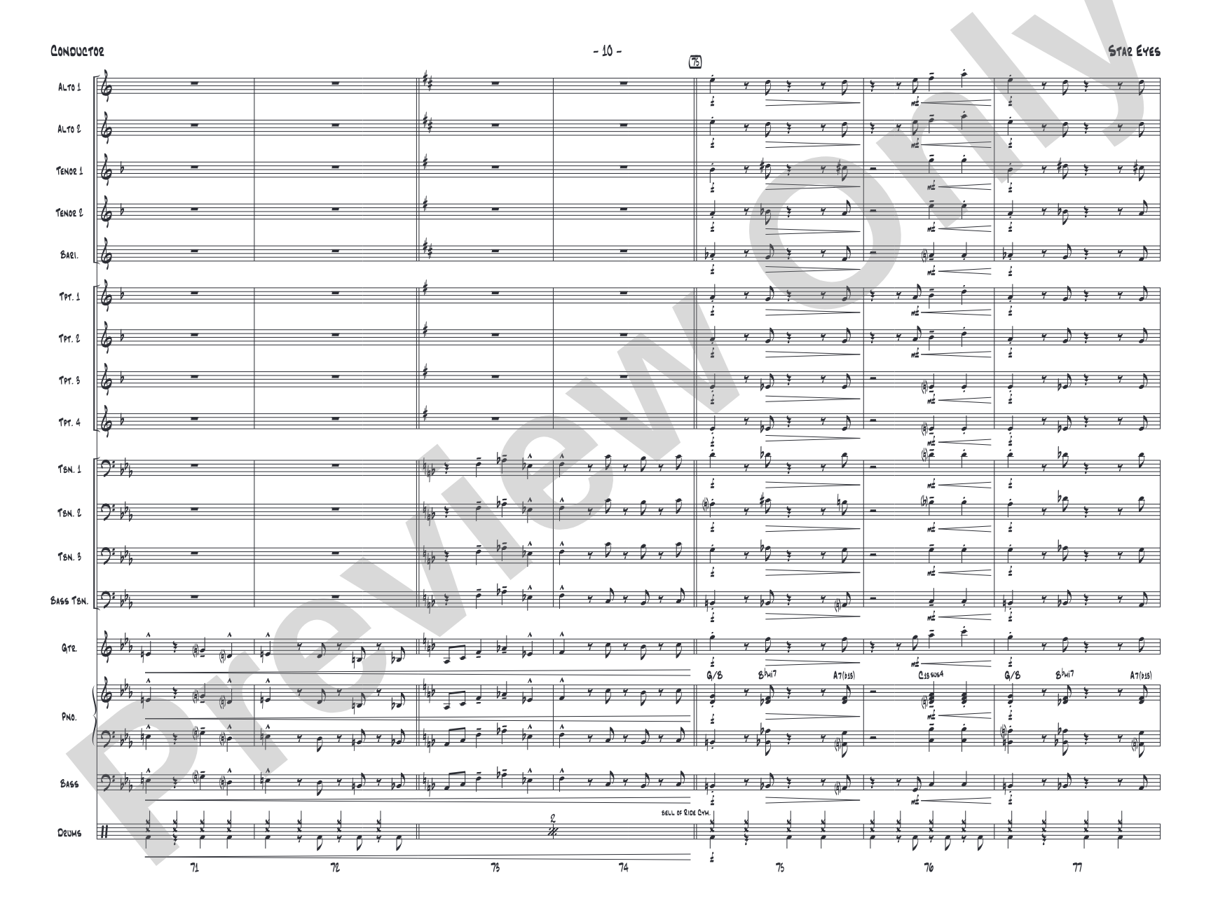 Star Eyes: Jazz Ensemble Conductor Score & Parts