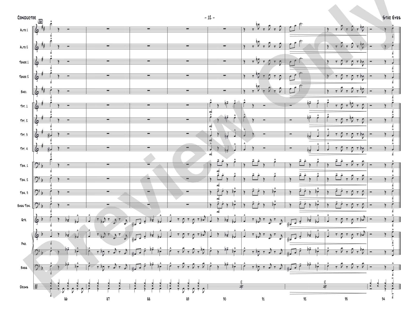 Star Eyes: Jazz Ensemble Conductor Score & Parts