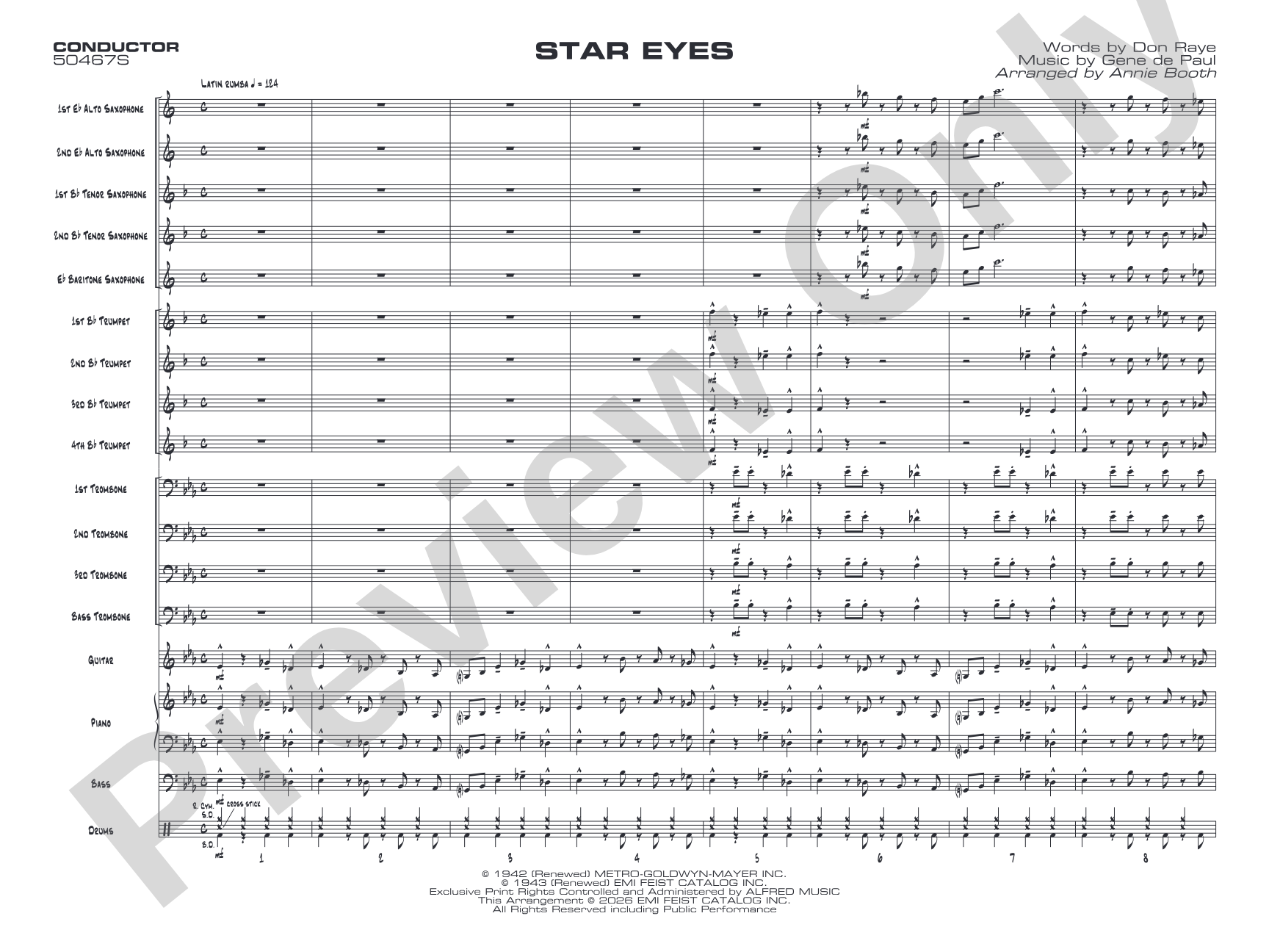 Star Eyes: Jazz Ensemble Conductor Score & Parts
