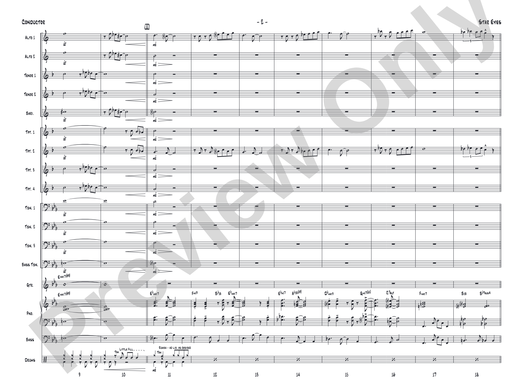 Star Eyes: Jazz Ensemble Conductor Score & Parts