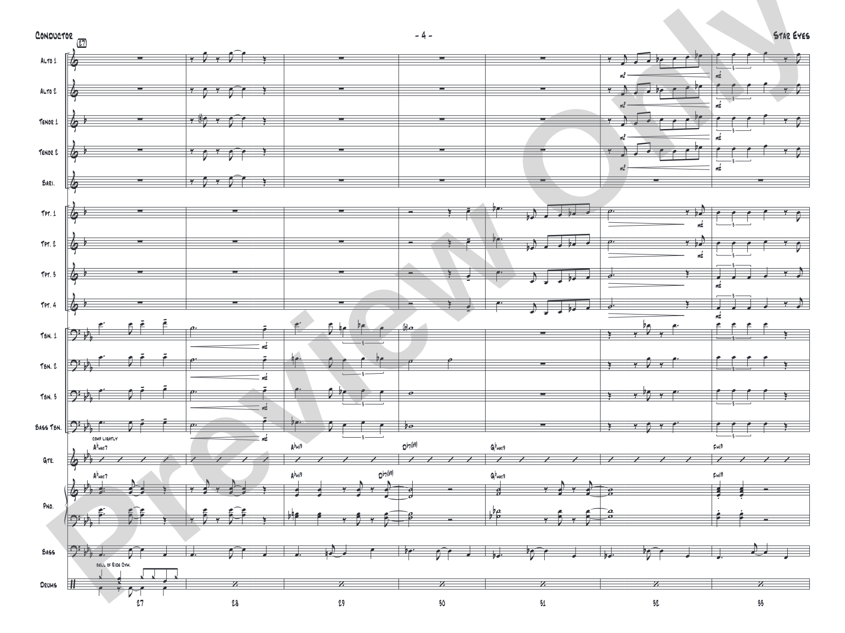 Star Eyes: Jazz Ensemble Conductor Score & Parts