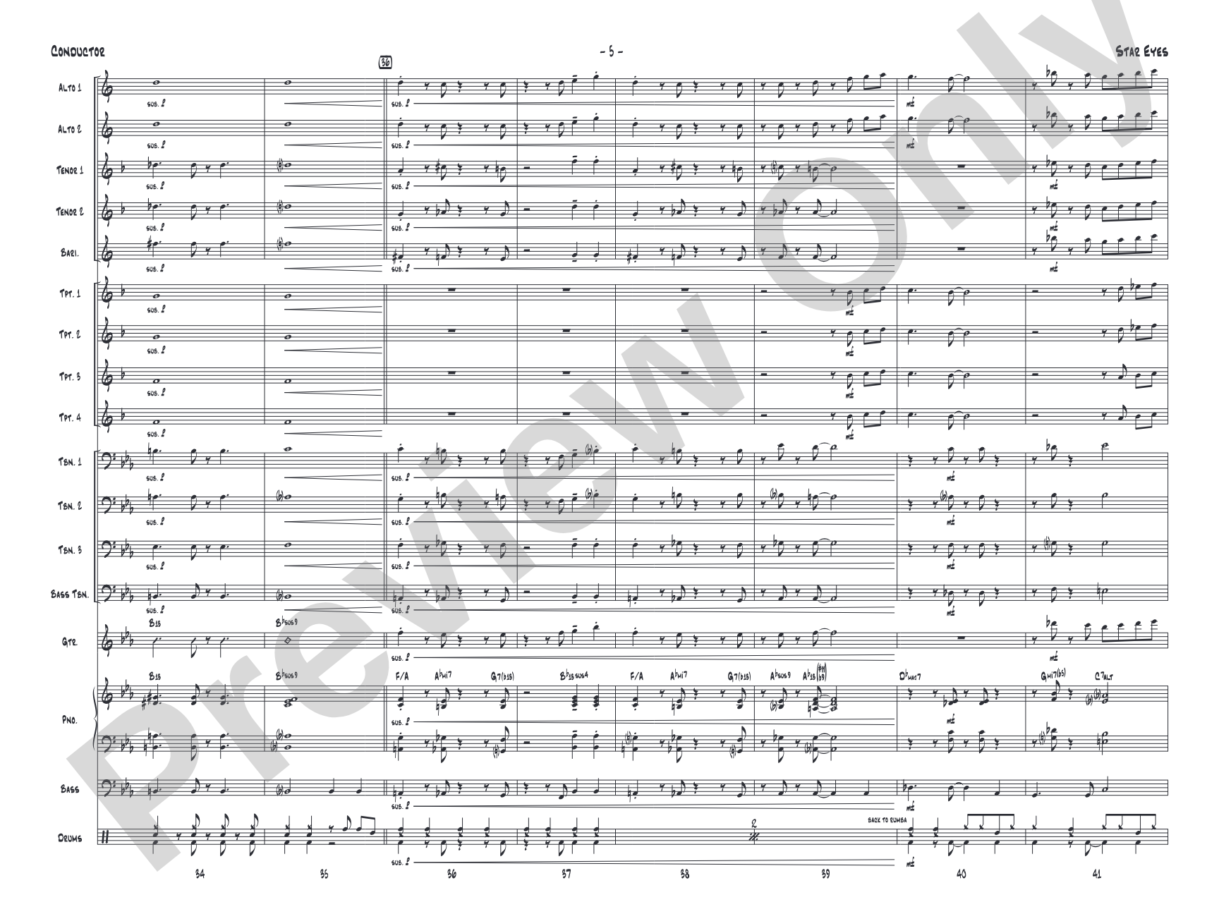 Star Eyes: Jazz Ensemble Conductor Score & Parts