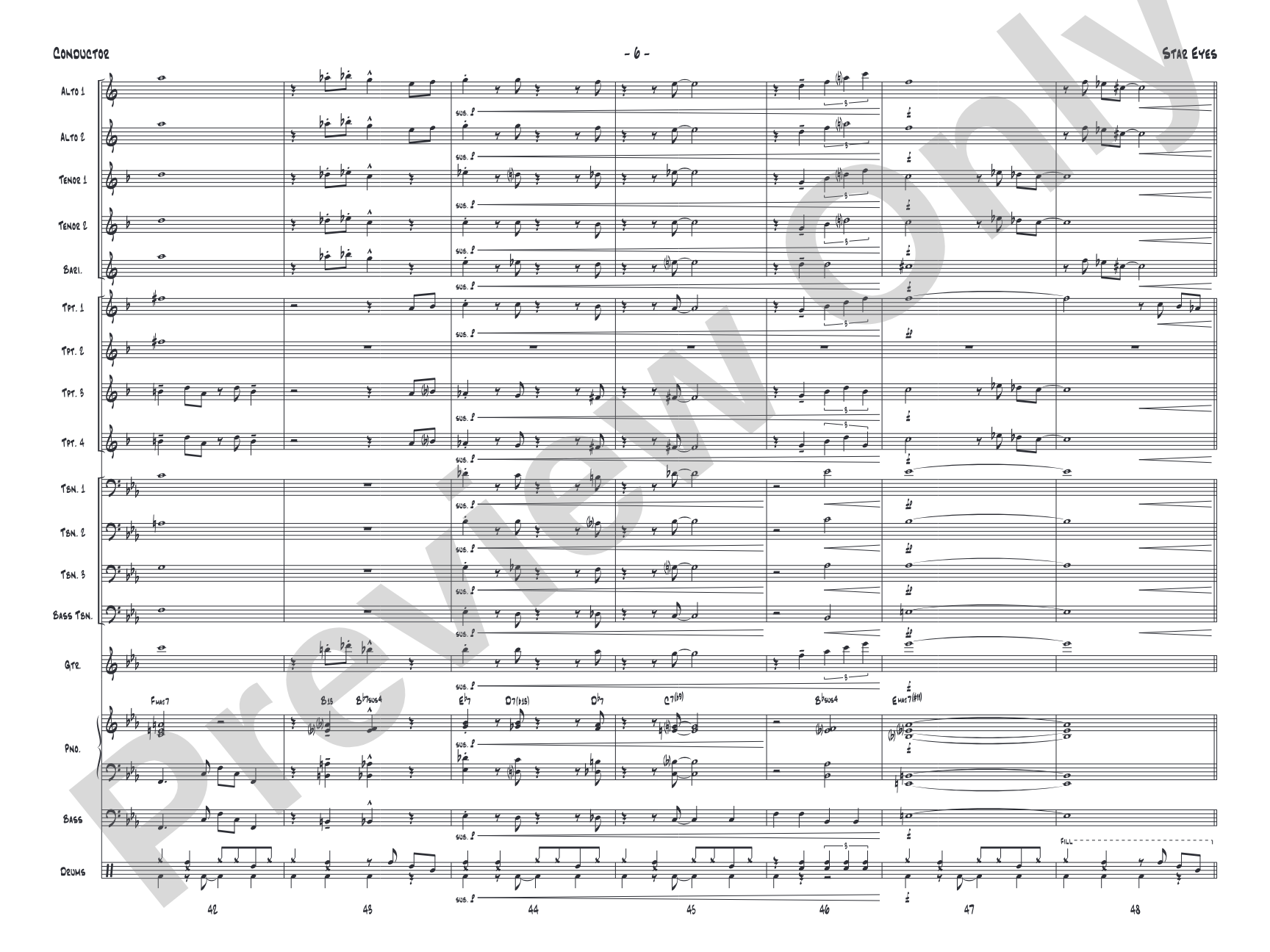 Star Eyes: Jazz Ensemble Conductor Score & Parts