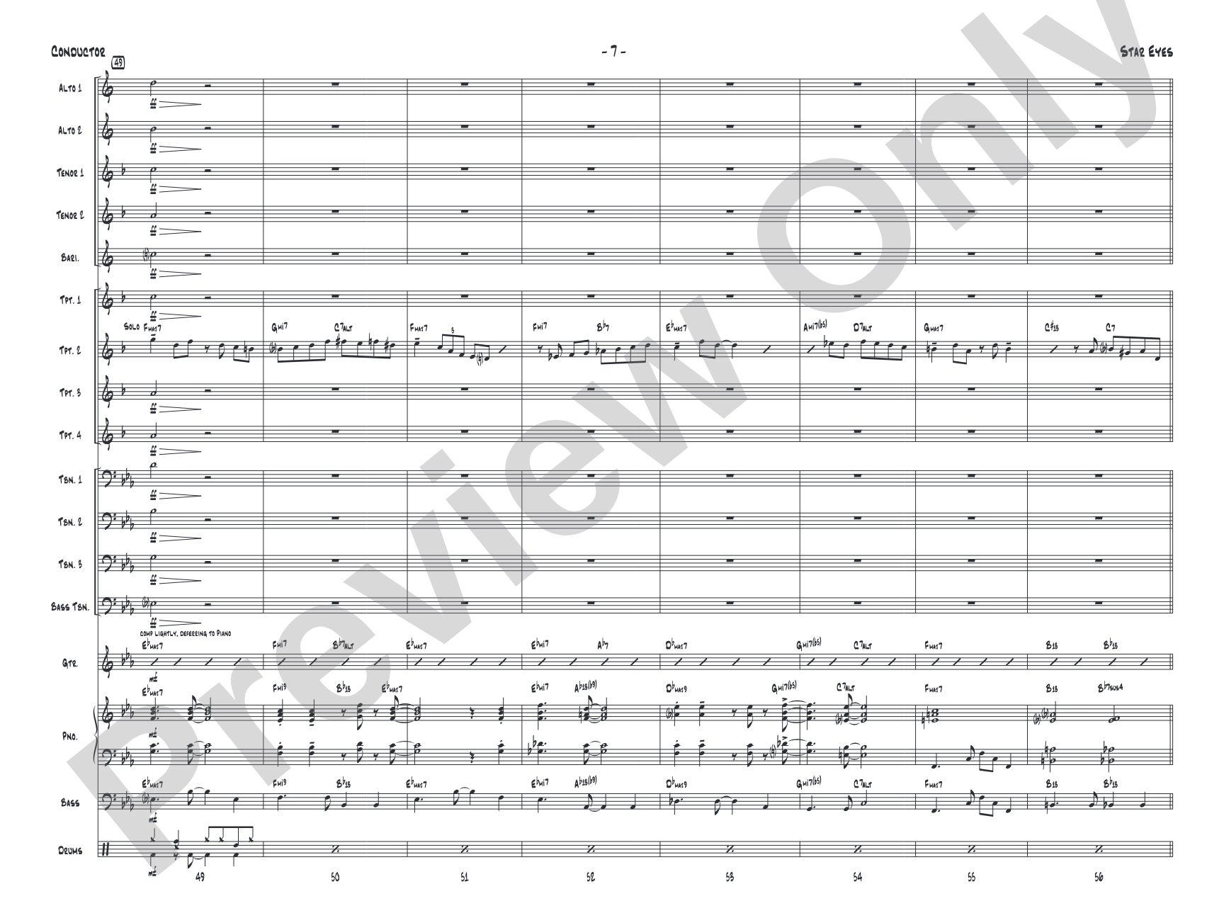 Star Eyes: Jazz Ensemble Conductor Score & Parts