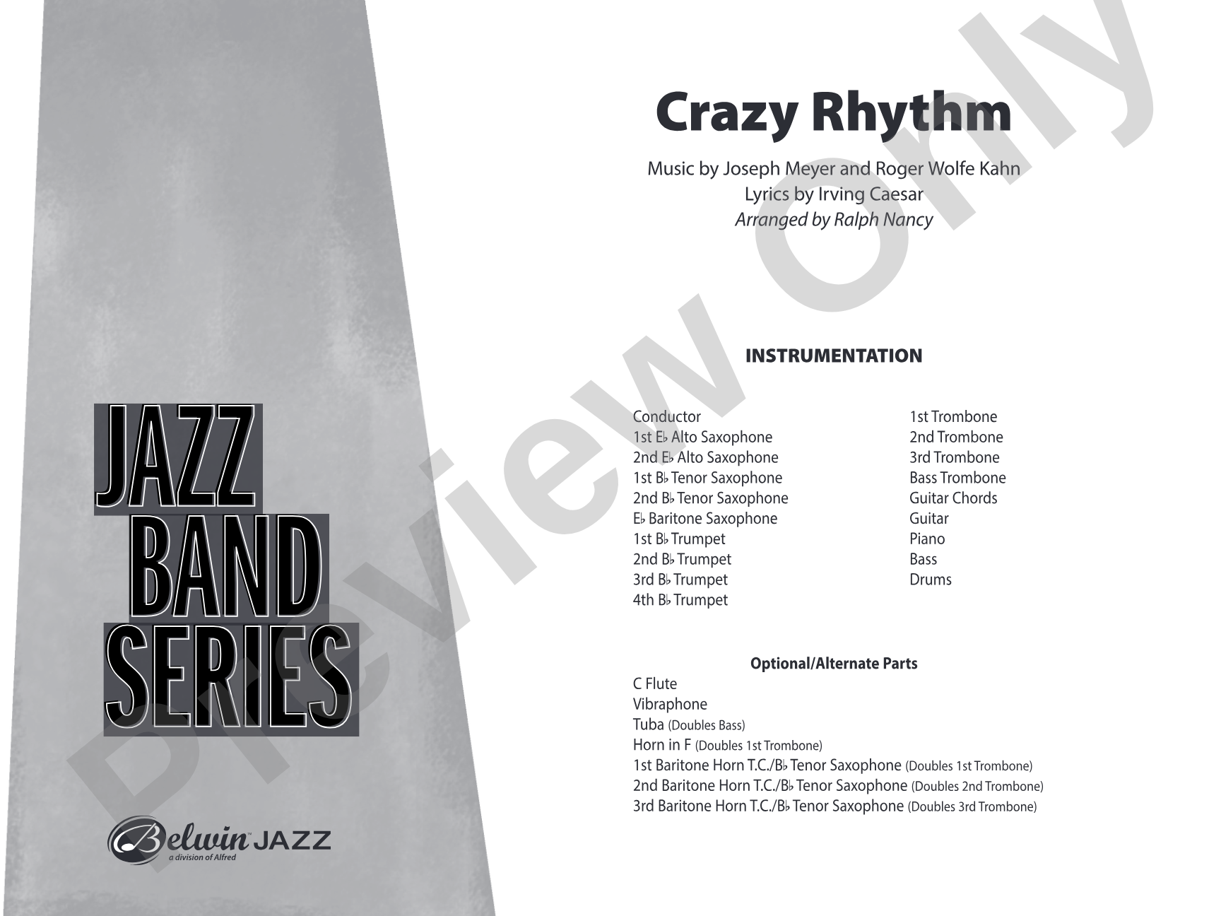 Crazy Rhythm: Jazz Ensemble Conductor Score & Parts