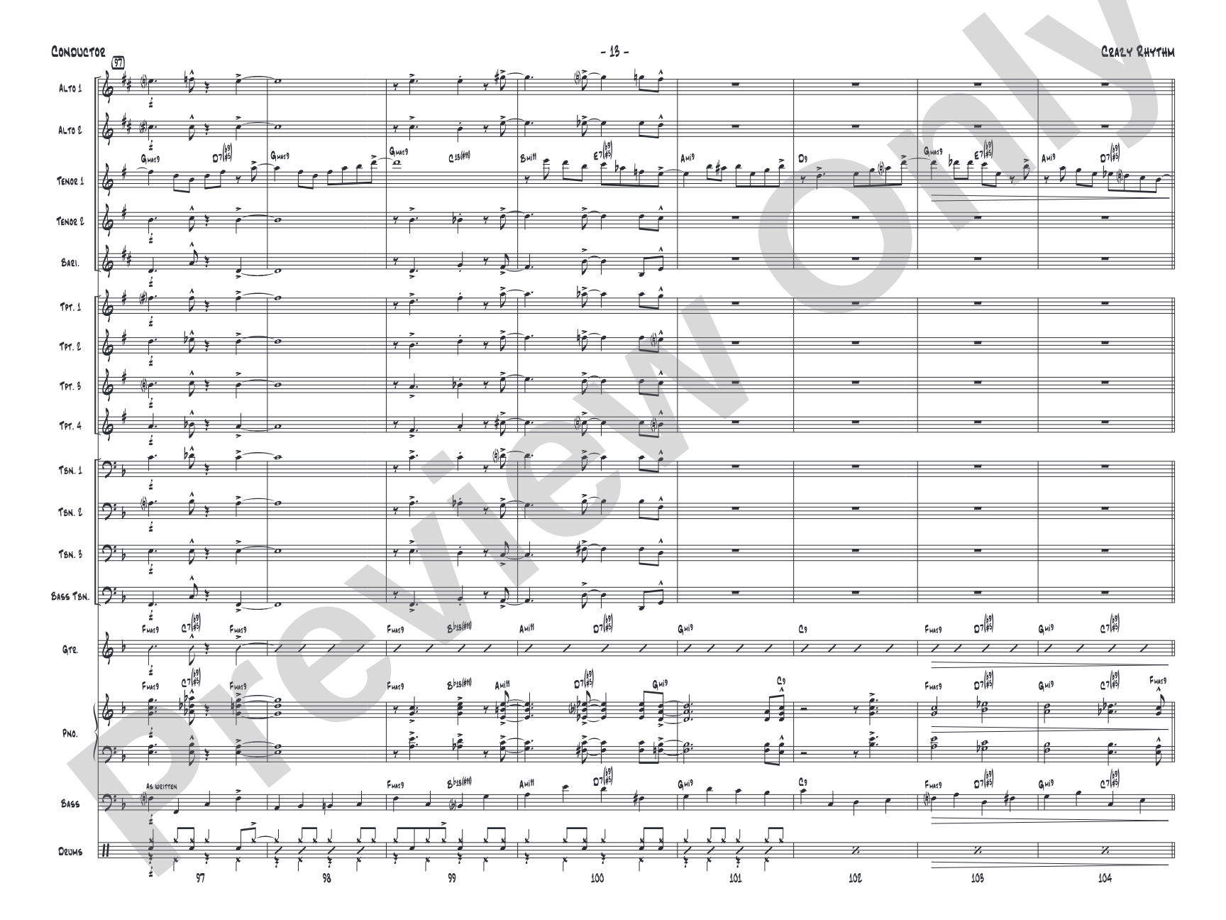 Crazy Rhythm: Jazz Ensemble Conductor Score & Parts