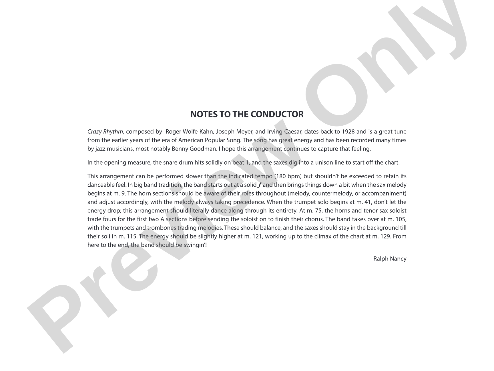 Crazy Rhythm: Jazz Ensemble Conductor Score & Parts