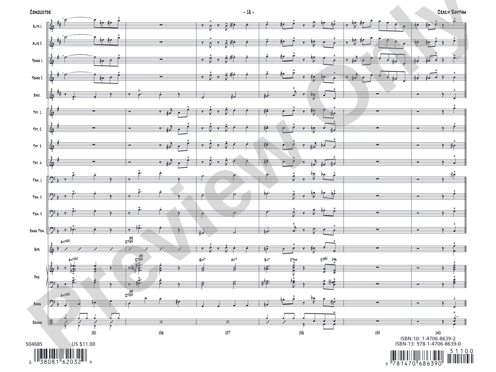 Crazy Rhythm: Jazz Ensemble Conductor Score & Parts