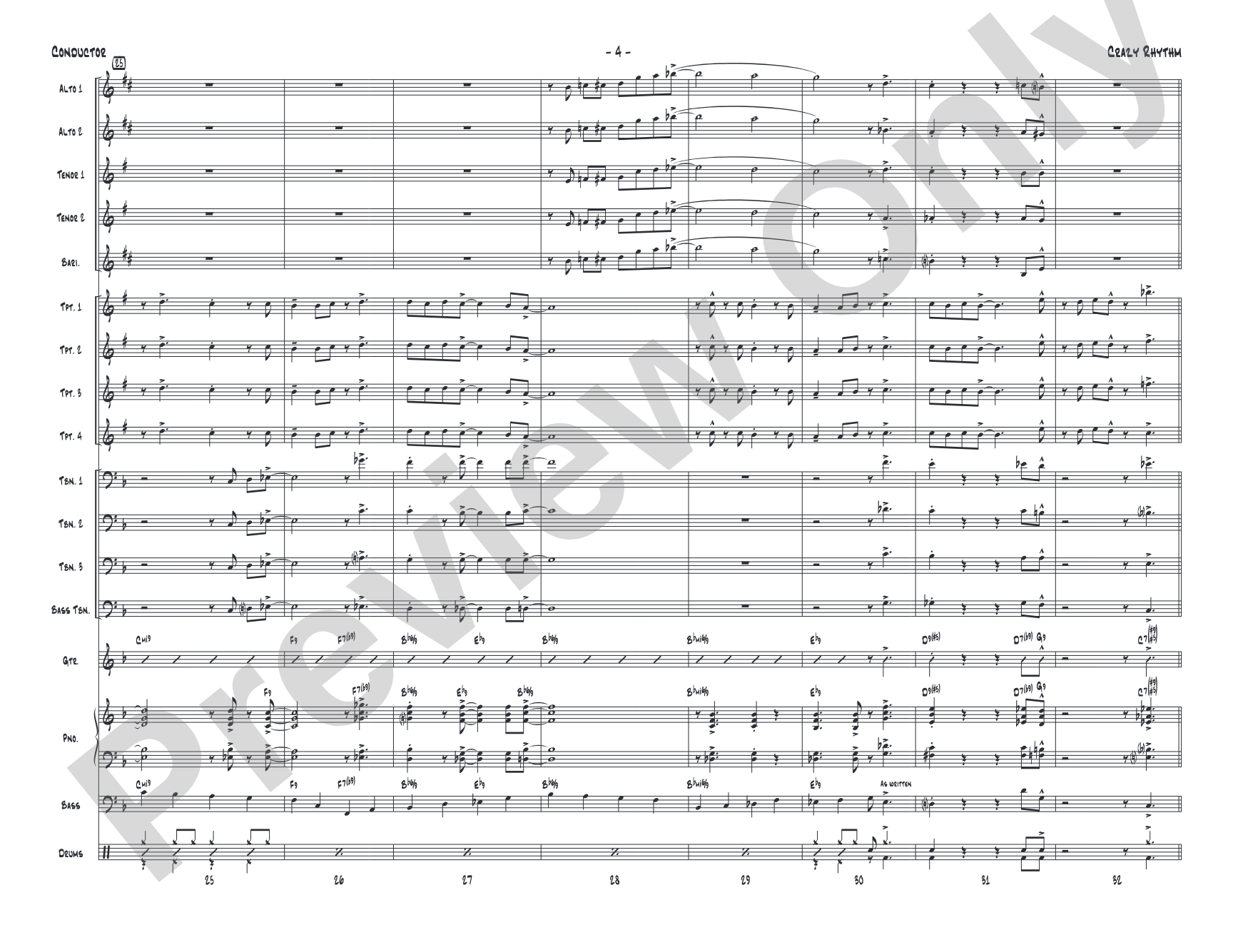 Crazy Rhythm: Jazz Ensemble Conductor Score & Parts