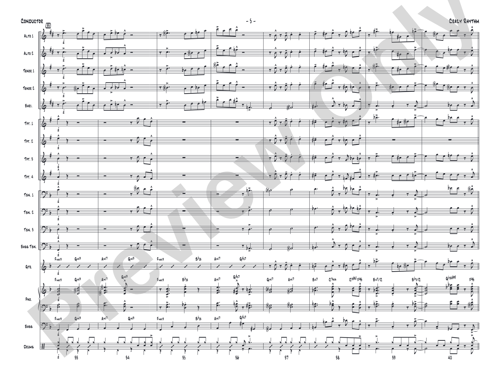 Crazy Rhythm: Jazz Ensemble Conductor Score & Parts