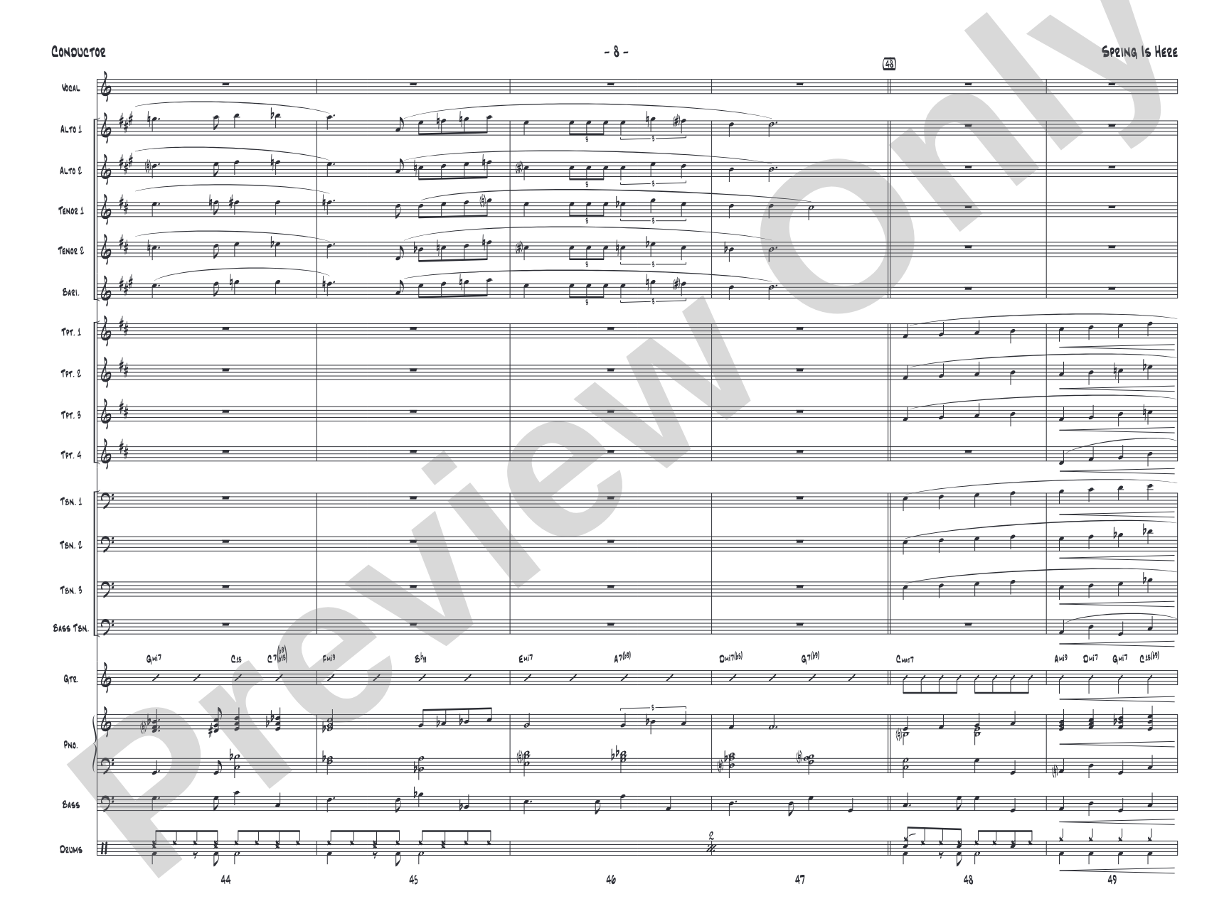Spring Is Here: Jazz Ensemble Conductor Score & Parts