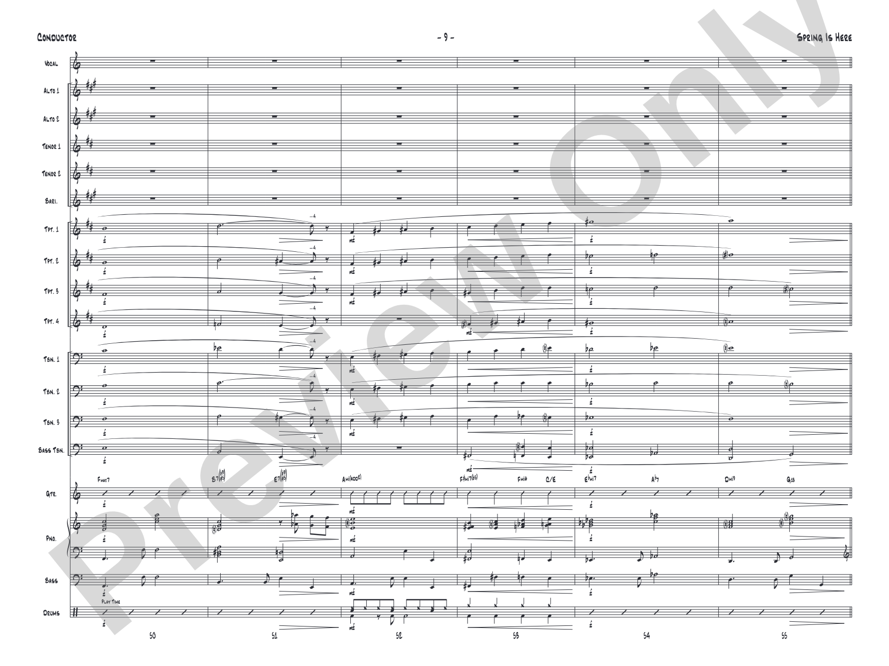 Spring Is Here: Jazz Ensemble Conductor Score & Parts