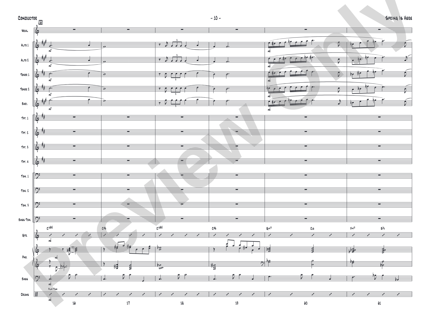 Spring Is Here: Jazz Ensemble Conductor Score & Parts
