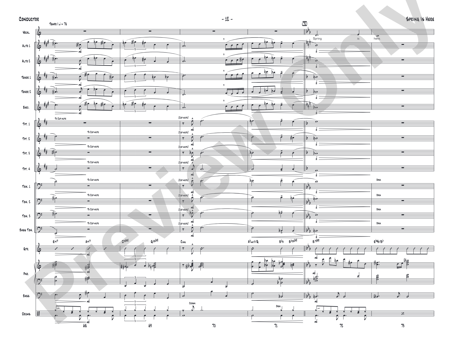 Spring Is Here: Jazz Ensemble Conductor Score & Parts