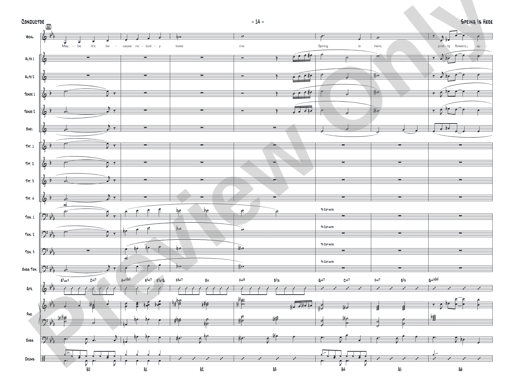 Spring Is Here: Jazz Ensemble Conductor Score & Parts