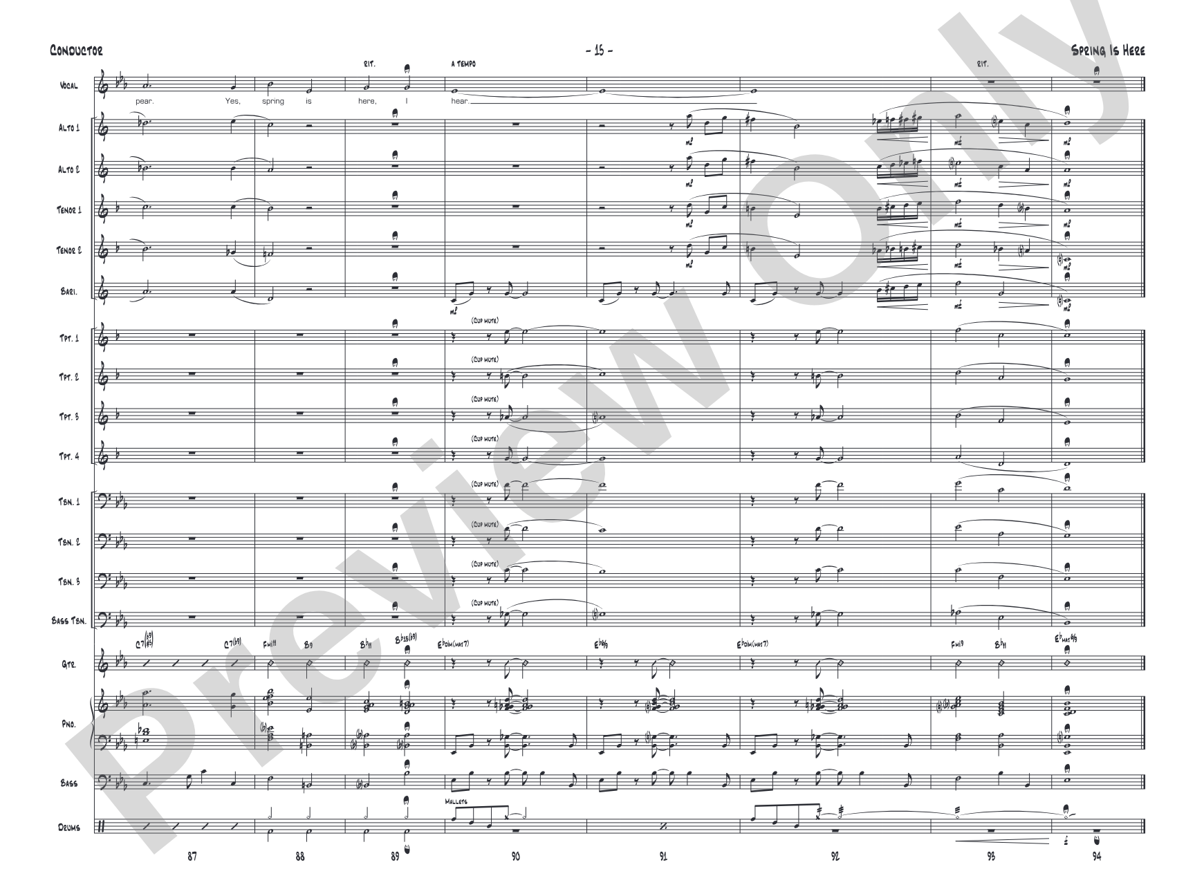 Spring Is Here: Jazz Ensemble Conductor Score & Parts