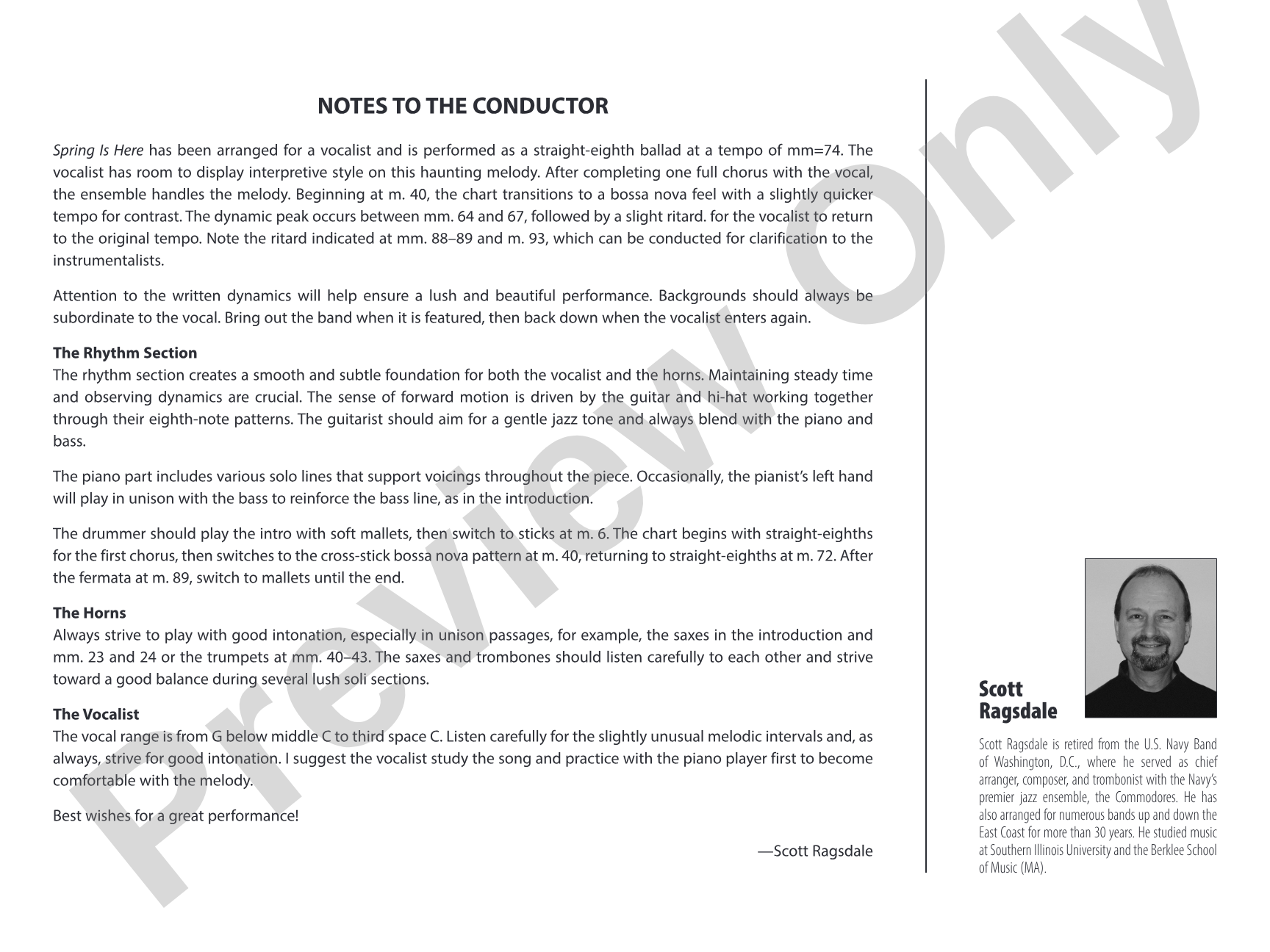 Spring Is Here: Jazz Ensemble Conductor Score & Parts