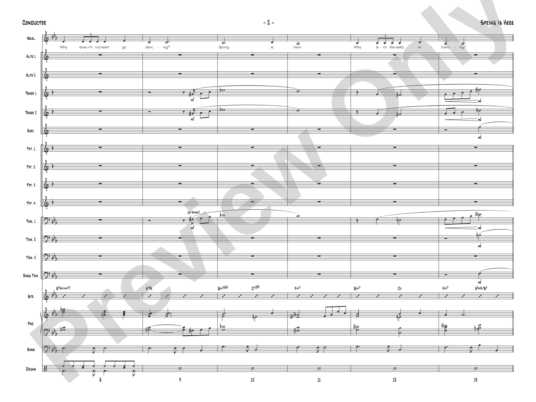 Spring Is Here: Jazz Ensemble Conductor Score & Parts